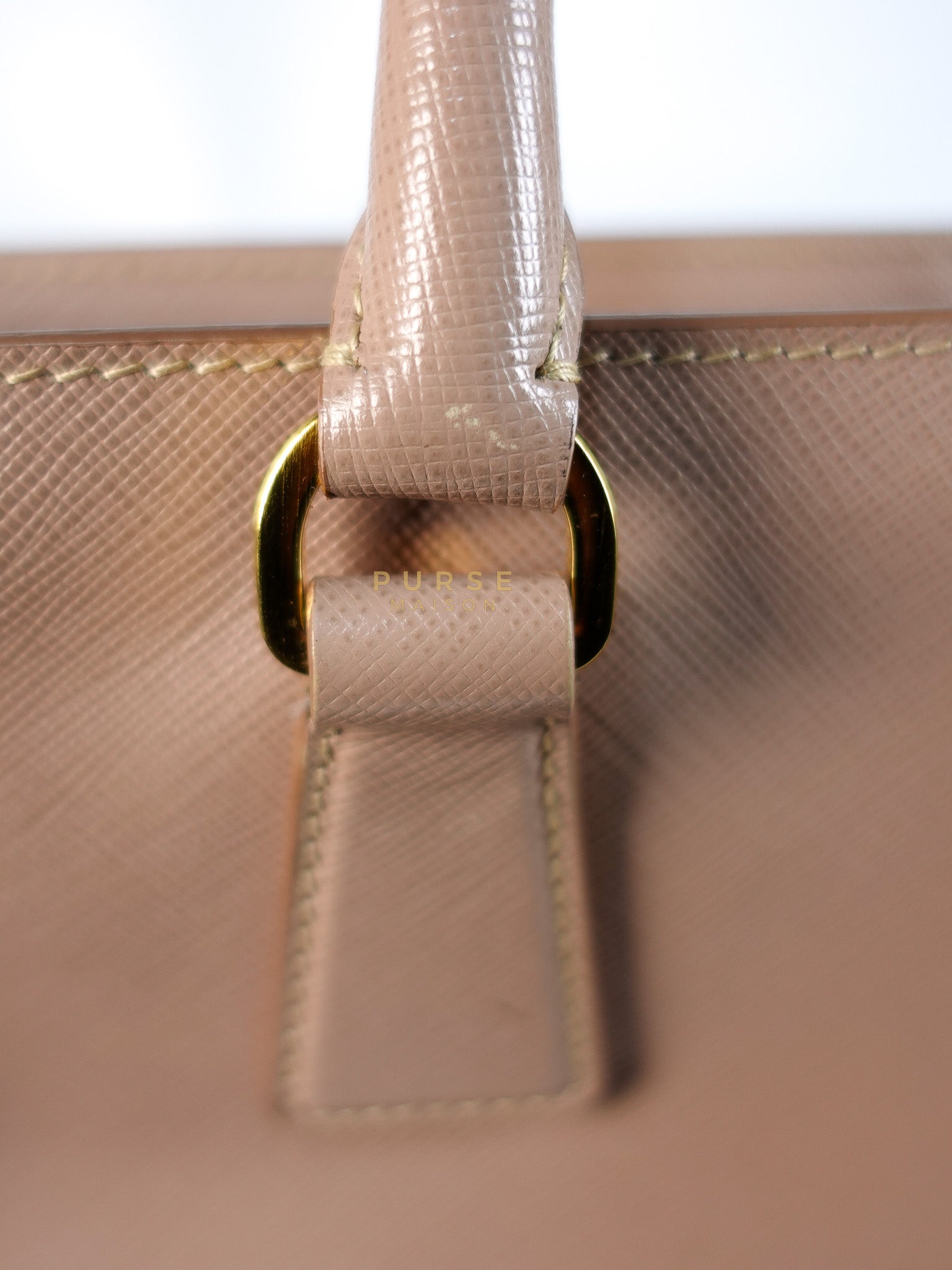 Galleria 2way Tote Bag Large in Light Pink Saffiano Leather & Gold Hardware | Purse Maison Luxury Bags Shop