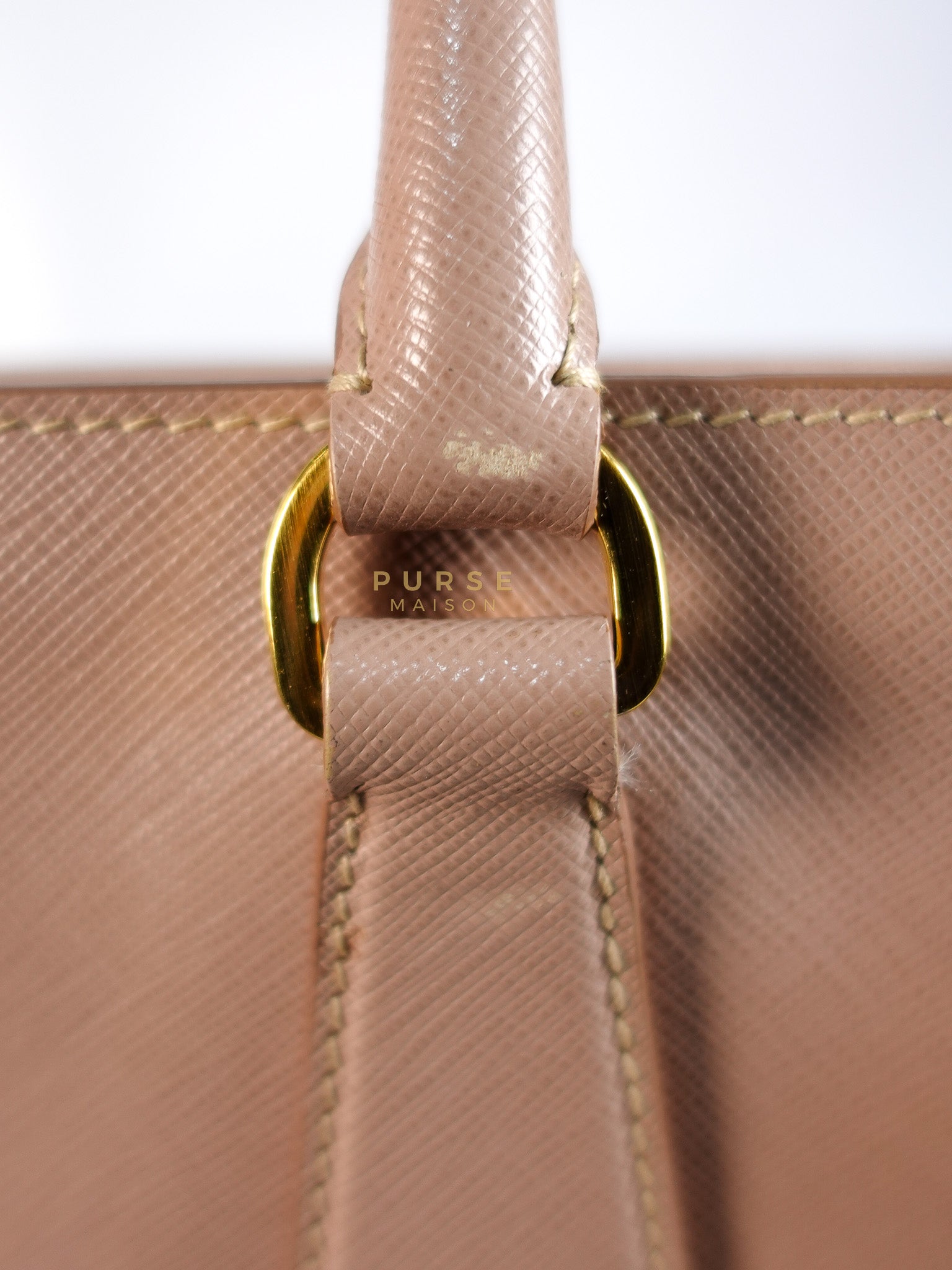 Galleria 2way Tote Bag Large in Light Pink Saffiano Leather & Gold Hardware | Purse Maison Luxury Bags Shop