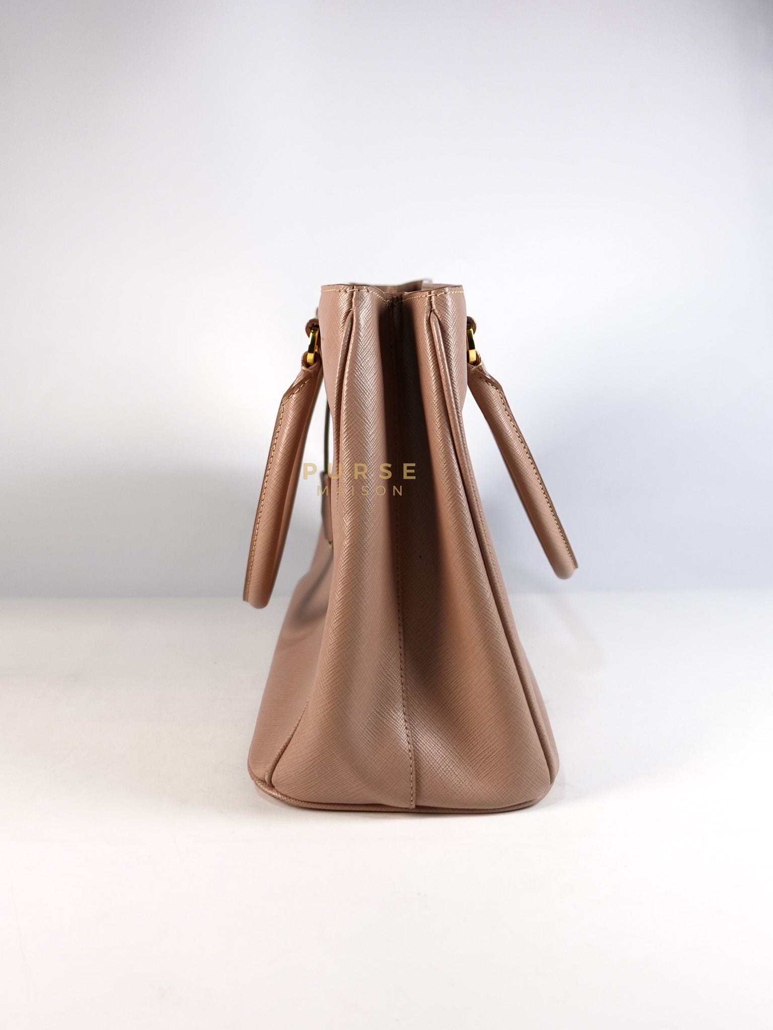 Galleria 2way Tote Bag Large in Light Pink Saffiano Leather & Gold Hardware | Purse Maison Luxury Bags Shop