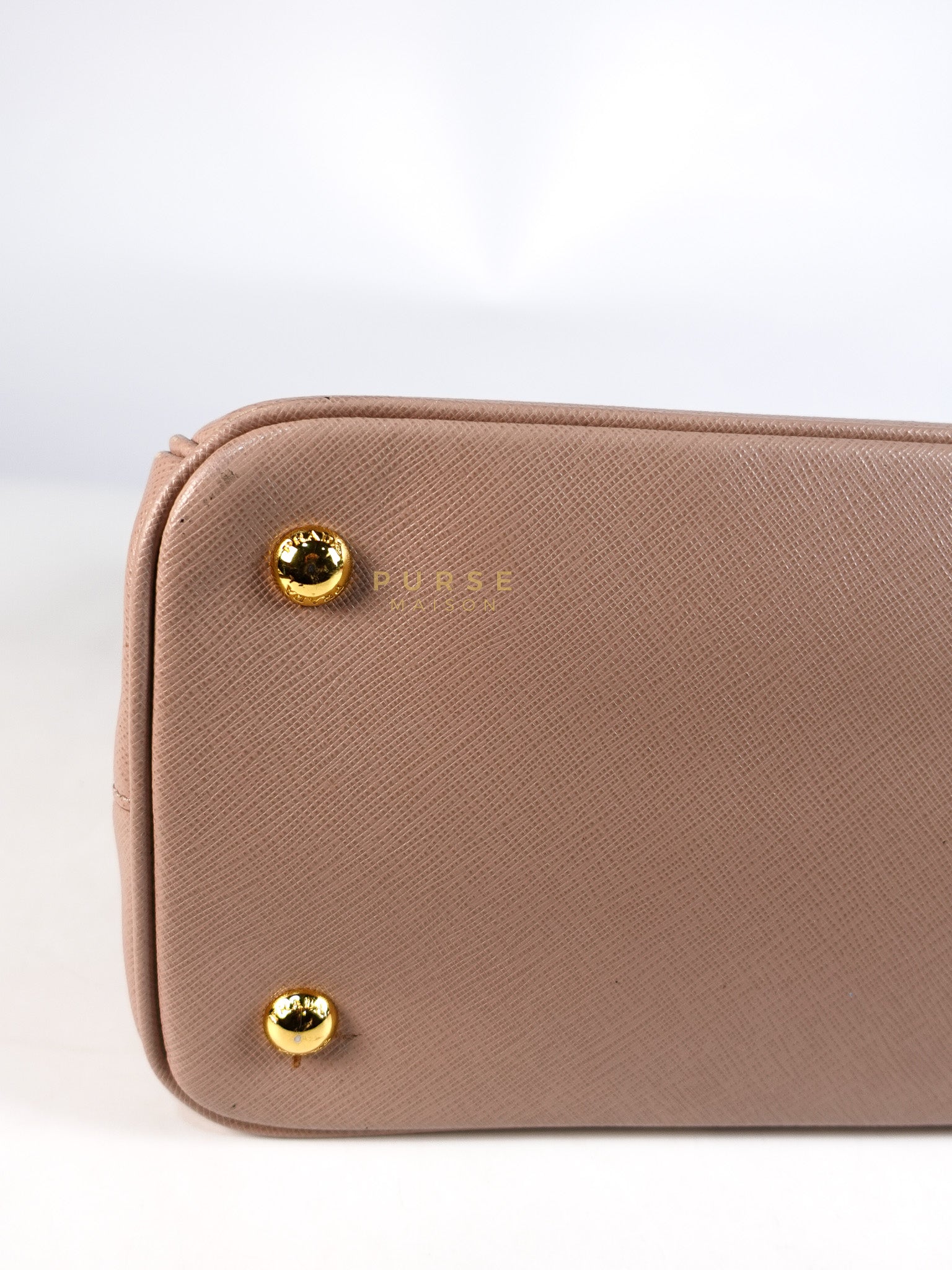 Galleria 2way Tote Bag Large in Light Pink Saffiano Leather & Gold Hardware | Purse Maison Luxury Bags Shop