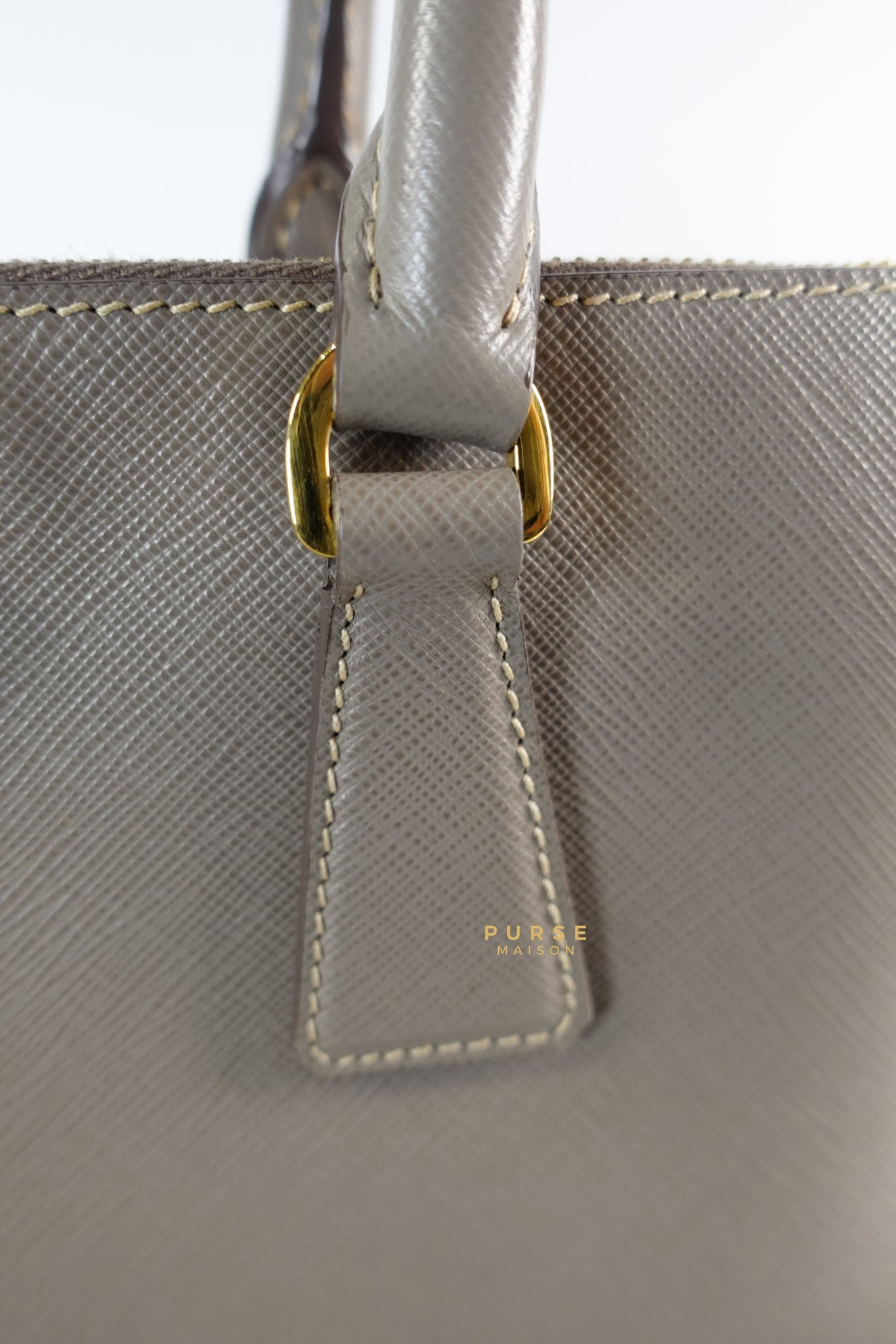 Galleria Small Double Zip in Gray Saffiano Lux | Purse Maison Luxury Bags Shop