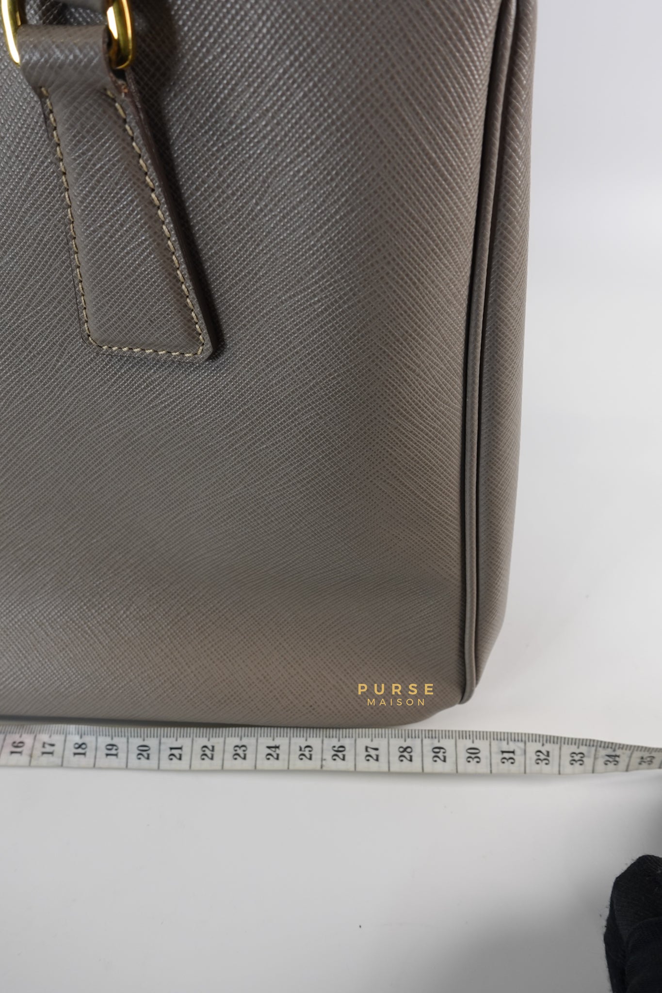 Galleria Small Double Zip in Gray Saffiano Lux | Purse Maison Luxury Bags Shop