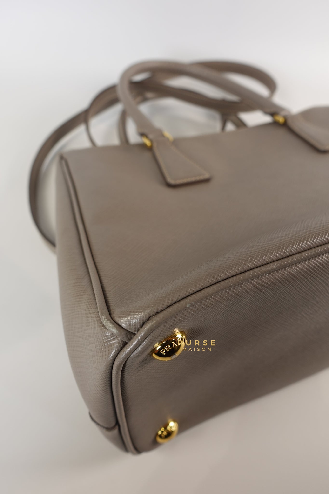 Galleria Small Double Zip in Gray Saffiano Lux | Purse Maison Luxury Bags Shop