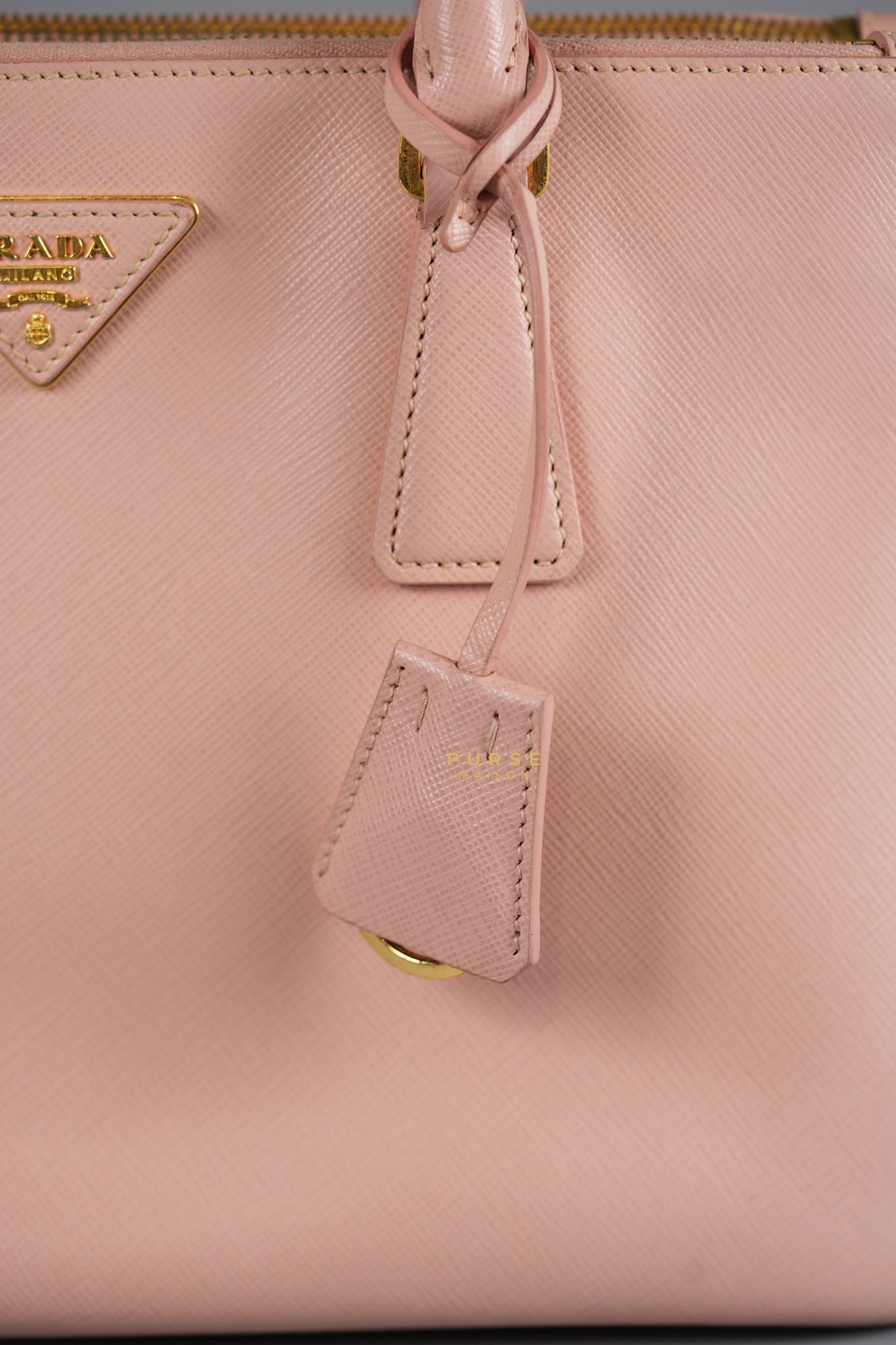 Galleria Small Double Zip in Saffiano Lux Blush Pink | Purse Maison Luxury Bags Shop