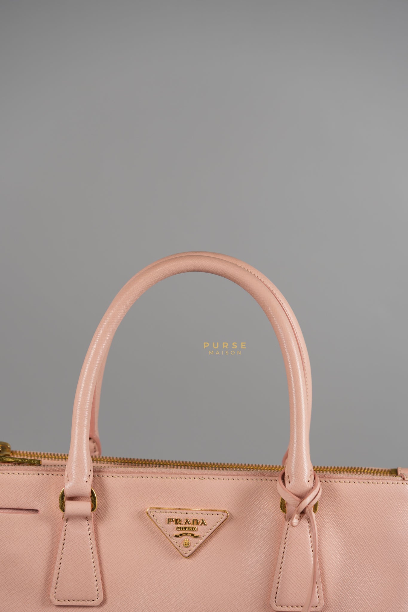 Galleria Small Double Zip in Saffiano Lux Blush Pink | Purse Maison Luxury Bags Shop