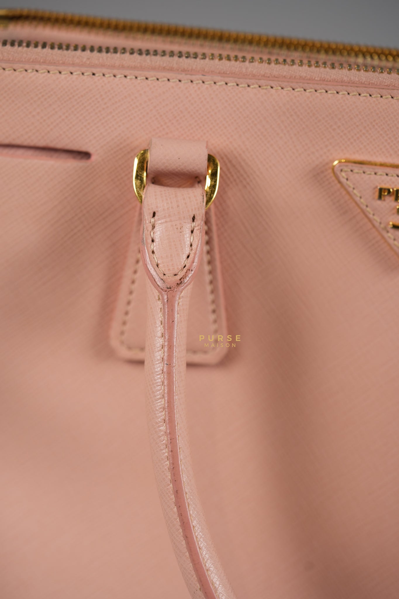 Galleria Small Double Zip in Saffiano Lux Blush Pink | Purse Maison Luxury Bags Shop