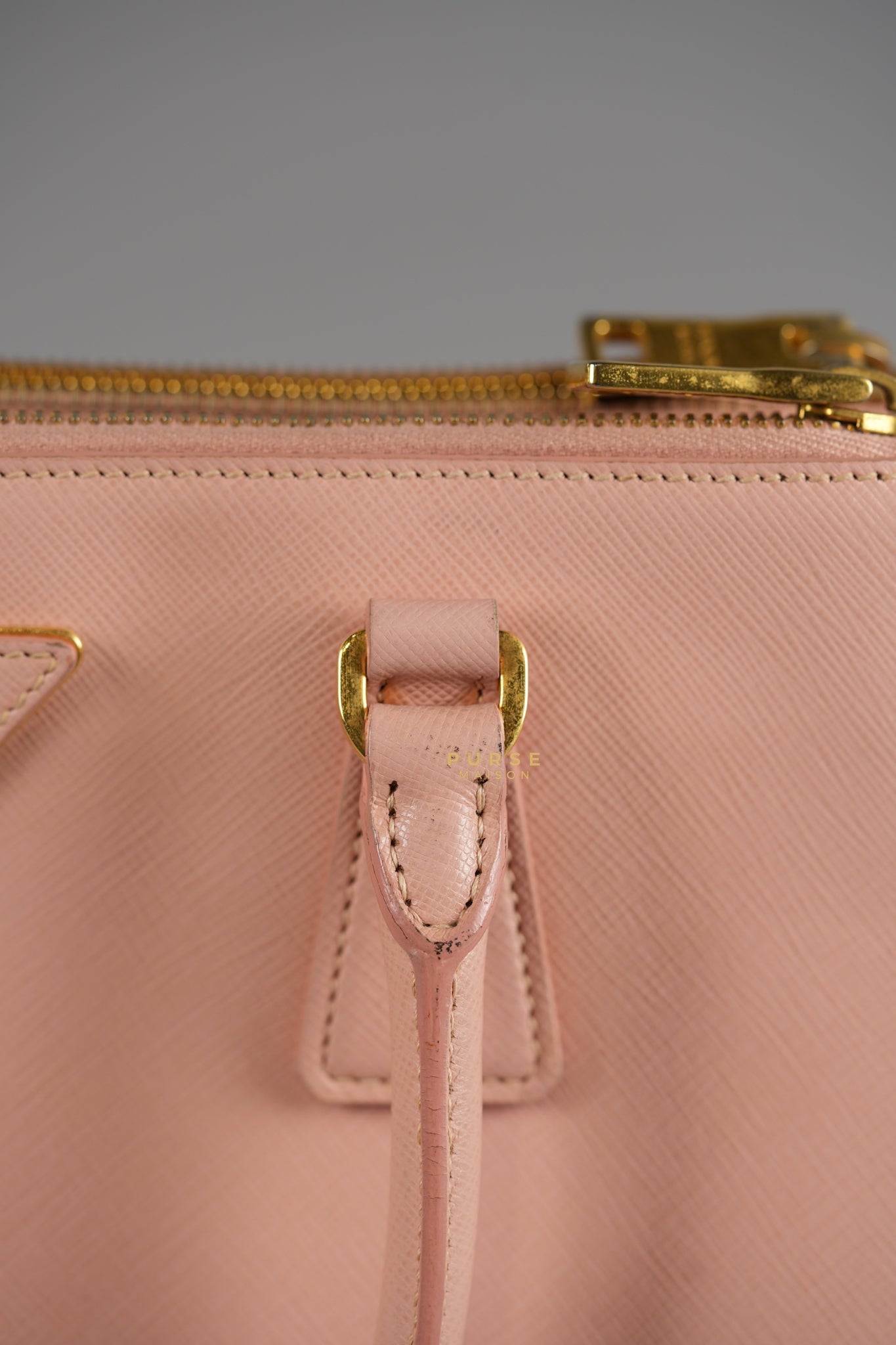 Galleria Small Double Zip in Saffiano Lux Blush Pink | Purse Maison Luxury Bags Shop