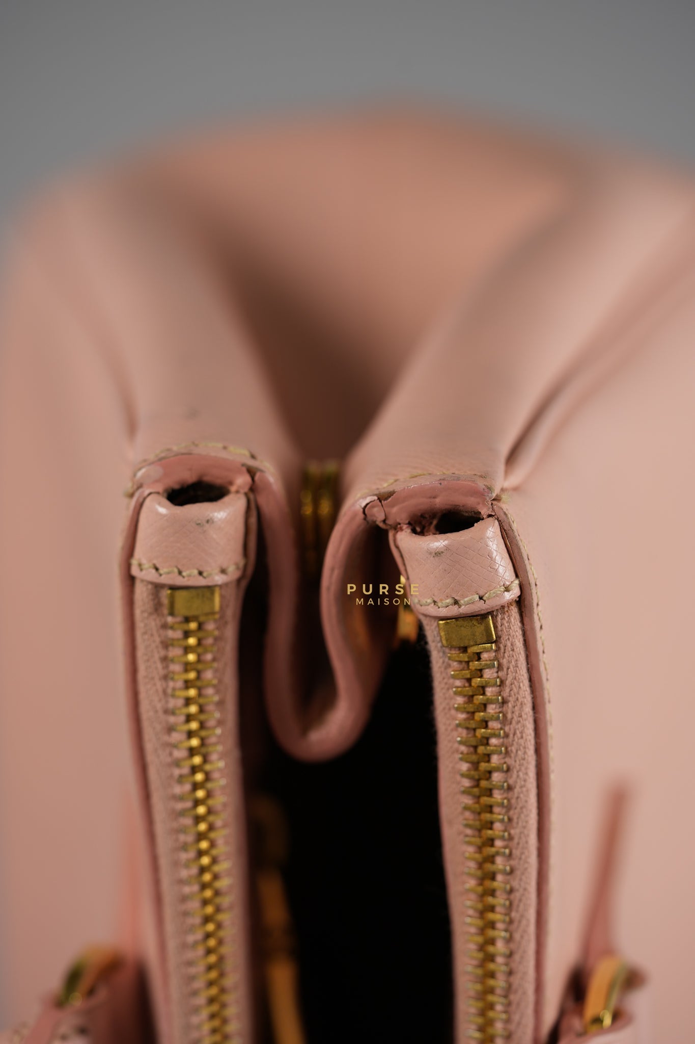 Galleria Small Double Zip in Saffiano Lux Blush Pink | Purse Maison Luxury Bags Shop