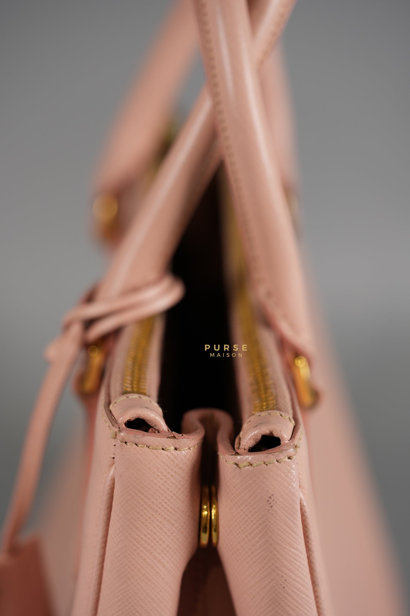 Galleria Small Double Zip in Saffiano Lux Blush Pink | Purse Maison Luxury Bags Shop