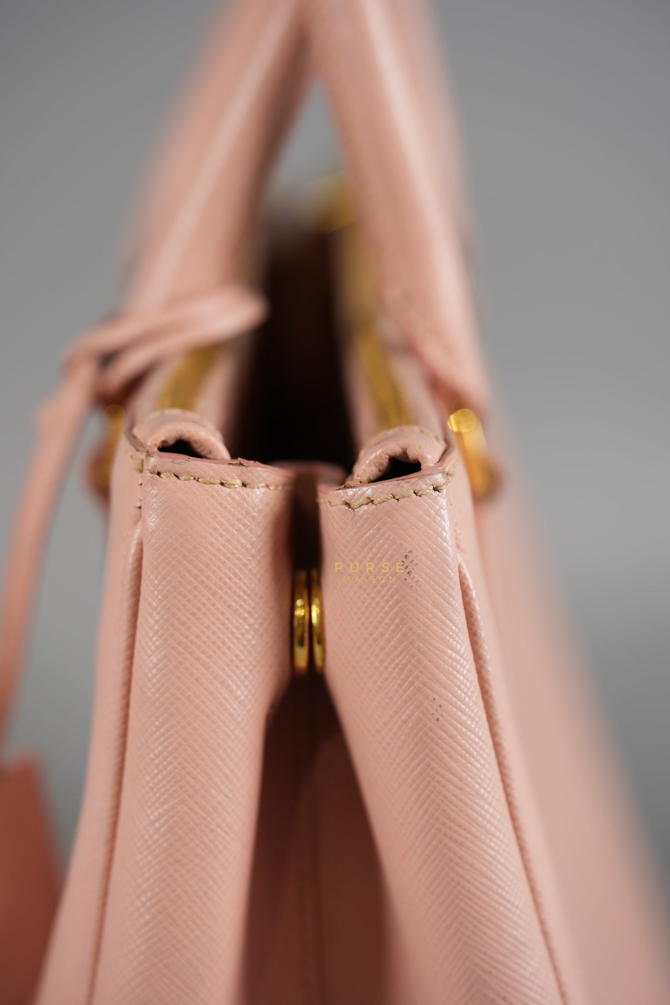 Galleria Small Double Zip in Saffiano Lux Blush Pink | Purse Maison Luxury Bags Shop