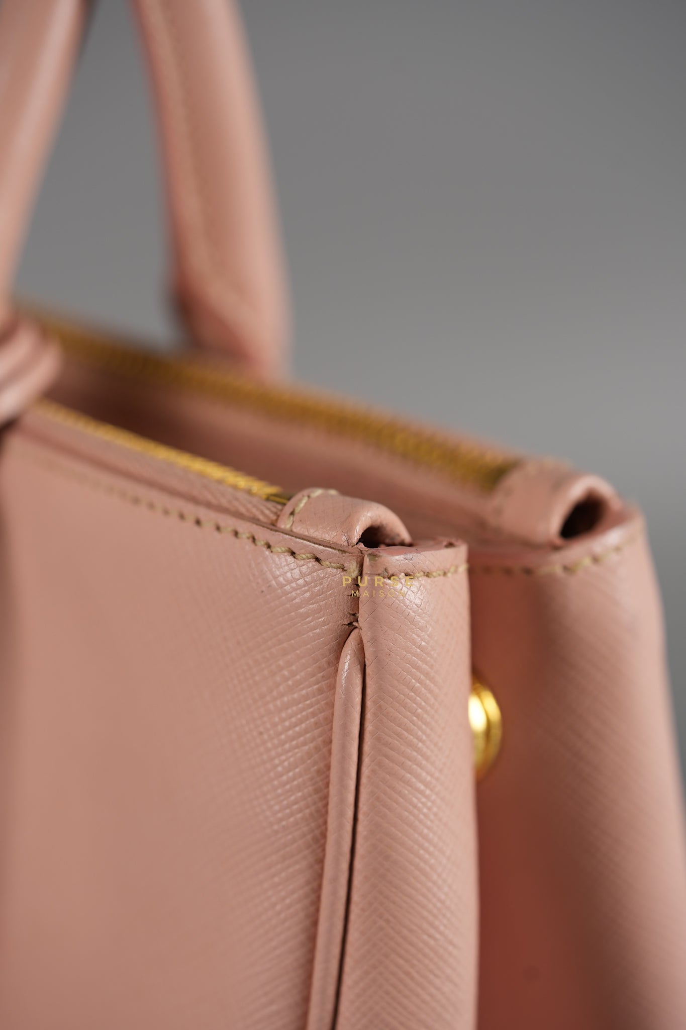 Galleria Small Double Zip in Saffiano Lux Blush Pink | Purse Maison Luxury Bags Shop