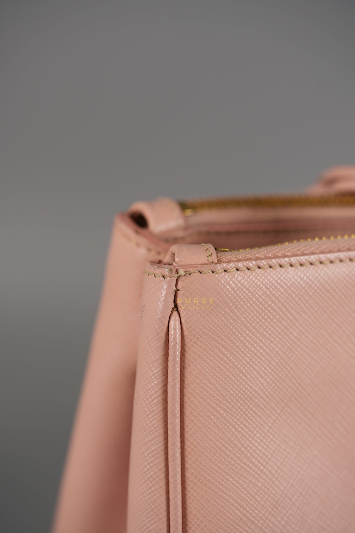 Galleria Small Double Zip in Saffiano Lux Blush Pink | Purse Maison Luxury Bags Shop