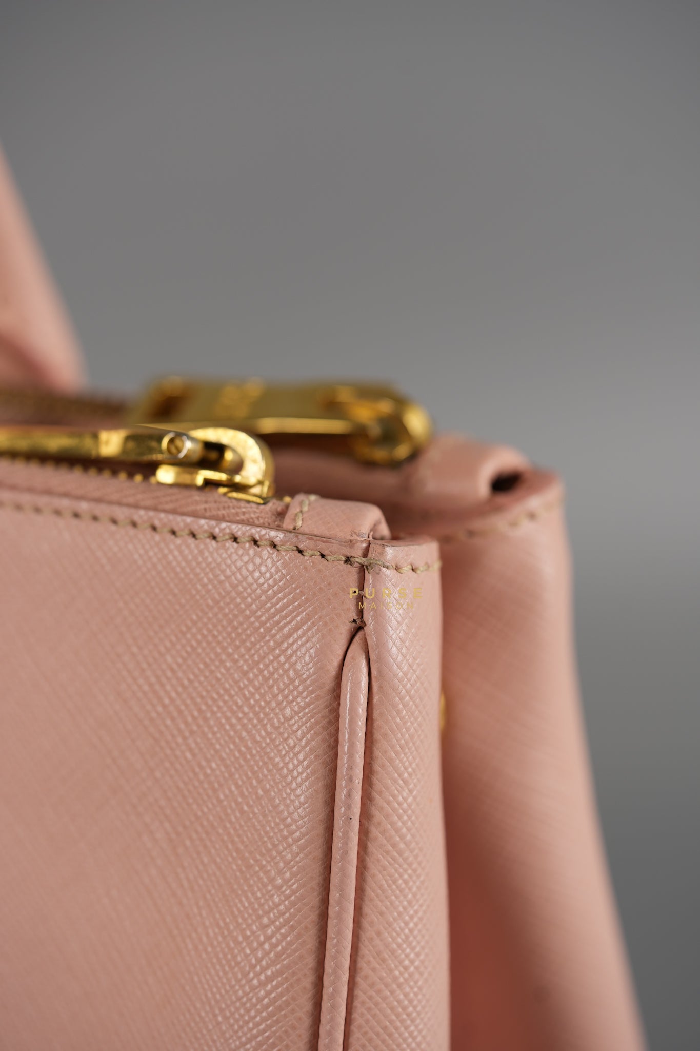 Galleria Small Double Zip in Saffiano Lux Blush Pink | Purse Maison Luxury Bags Shop