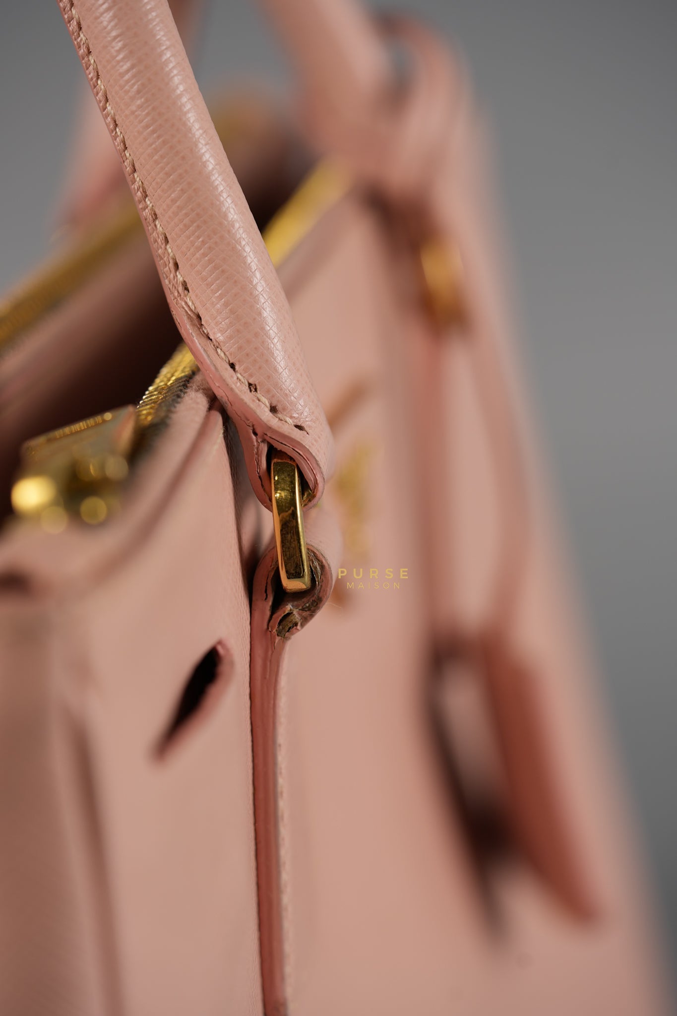 Galleria Small Double Zip in Saffiano Lux Blush Pink | Purse Maison Luxury Bags Shop