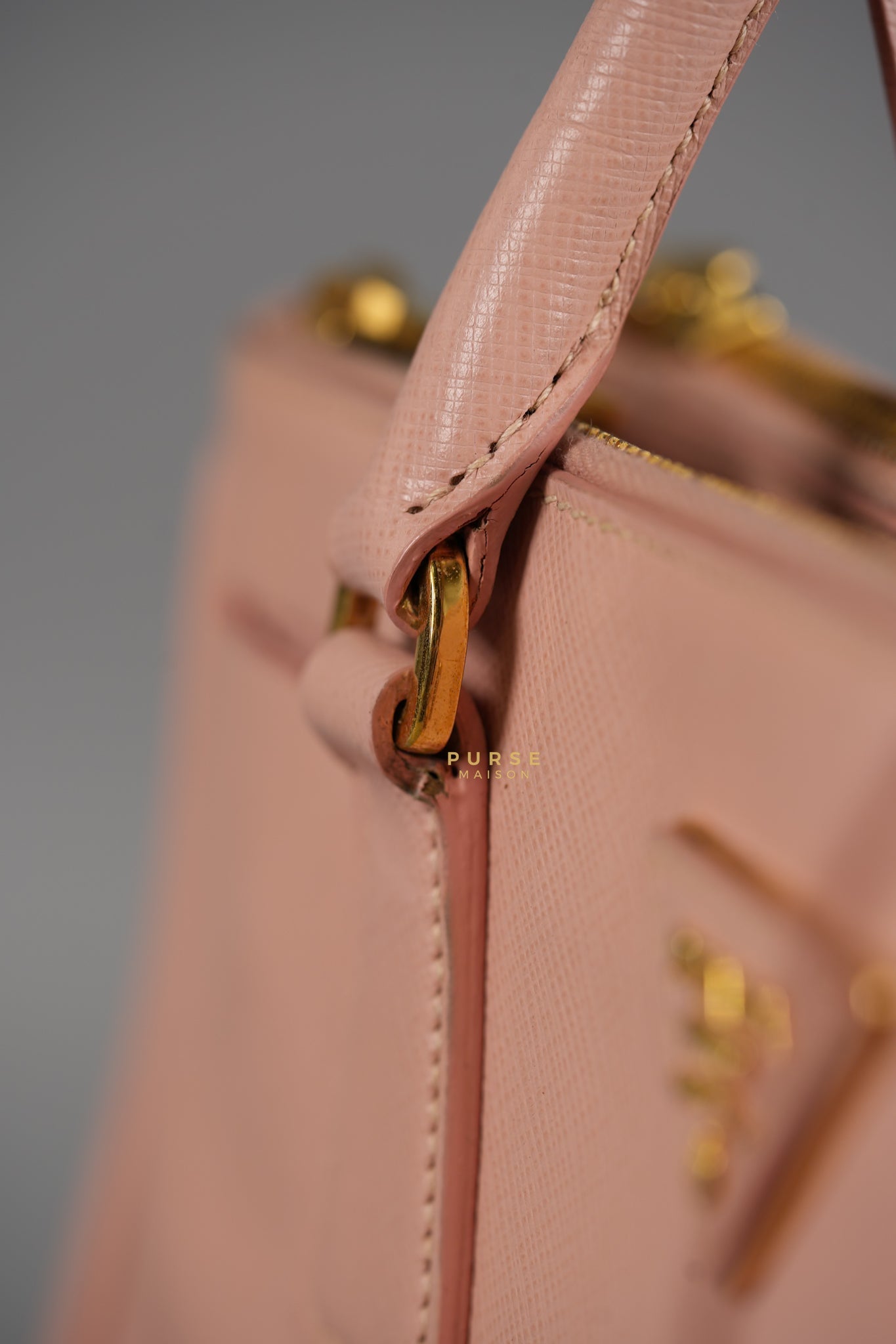 Galleria Small Double Zip in Saffiano Lux Blush Pink | Purse Maison Luxury Bags Shop