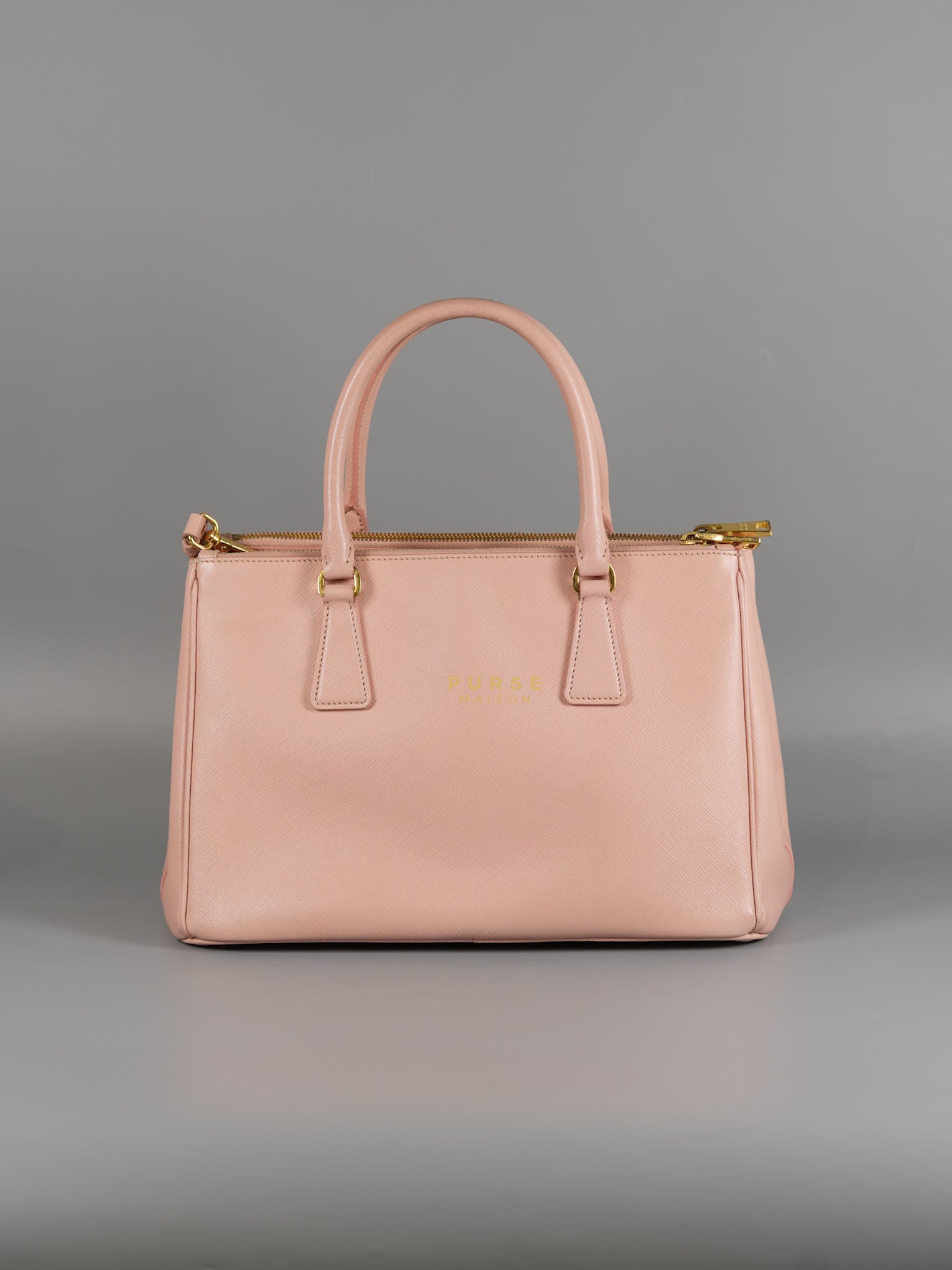 Galleria Small Double Zip in Saffiano Lux Blush Pink | Purse Maison Luxury Bags Shop