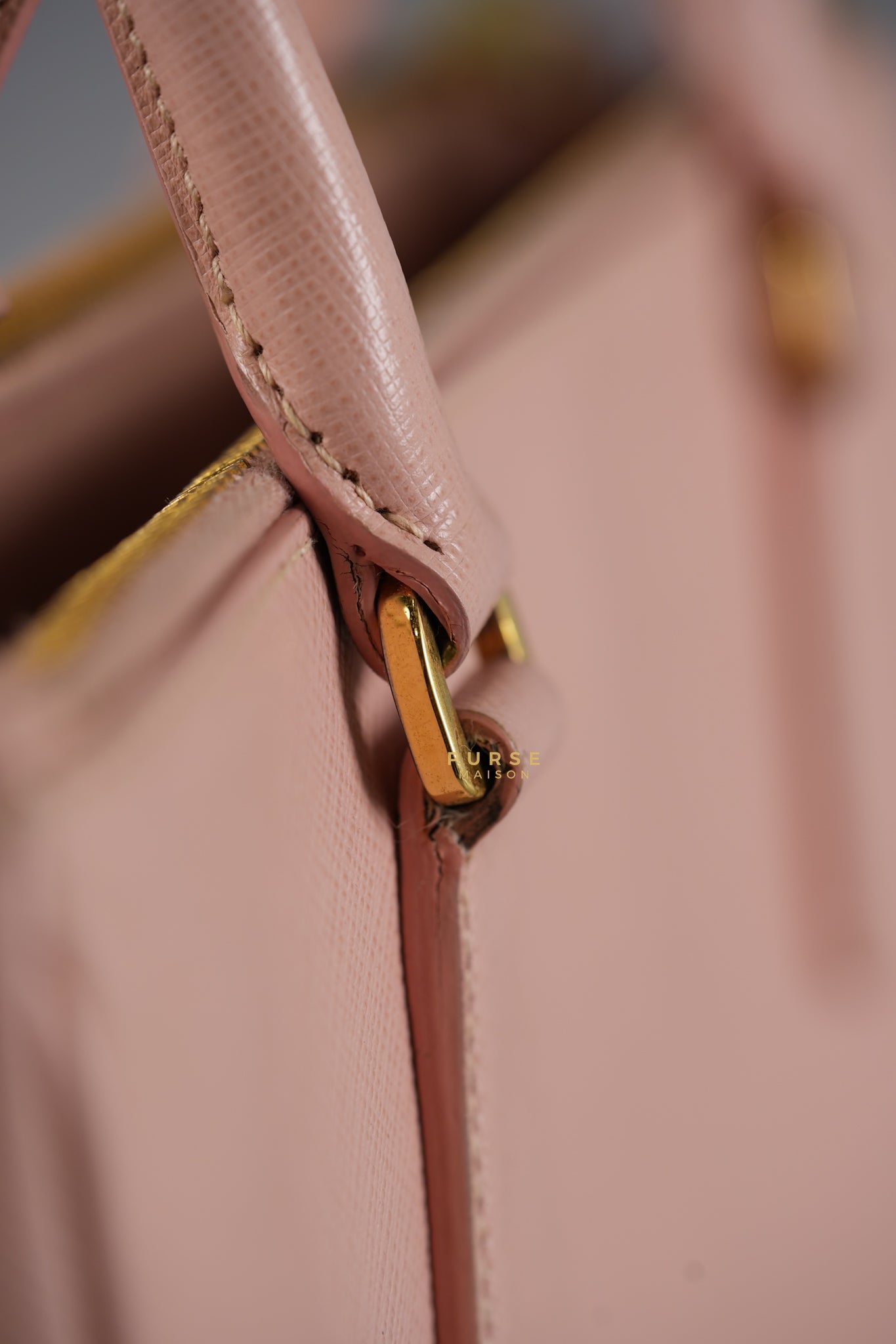 Galleria Small Double Zip in Saffiano Lux Blush Pink | Purse Maison Luxury Bags Shop