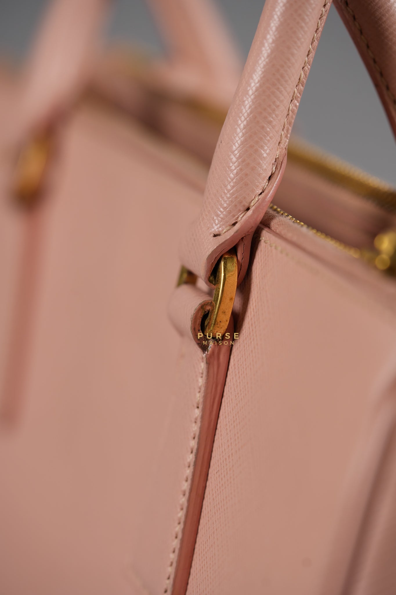 Galleria Small Double Zip in Saffiano Lux Blush Pink | Purse Maison Luxury Bags Shop