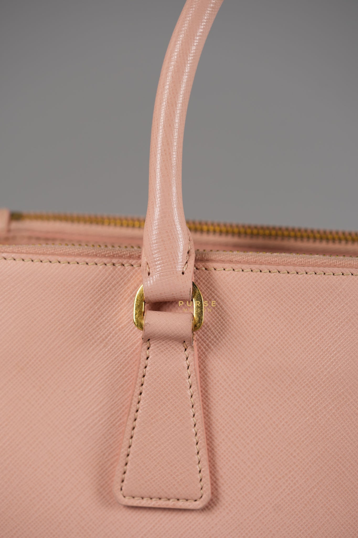 Galleria Small Double Zip in Saffiano Lux Blush Pink | Purse Maison Luxury Bags Shop