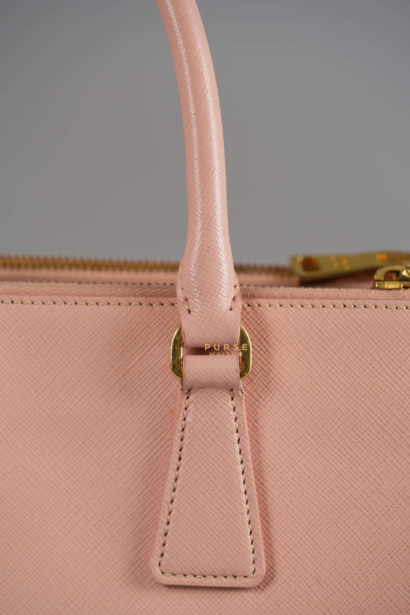 Galleria Small Double Zip in Saffiano Lux Blush Pink | Purse Maison Luxury Bags Shop