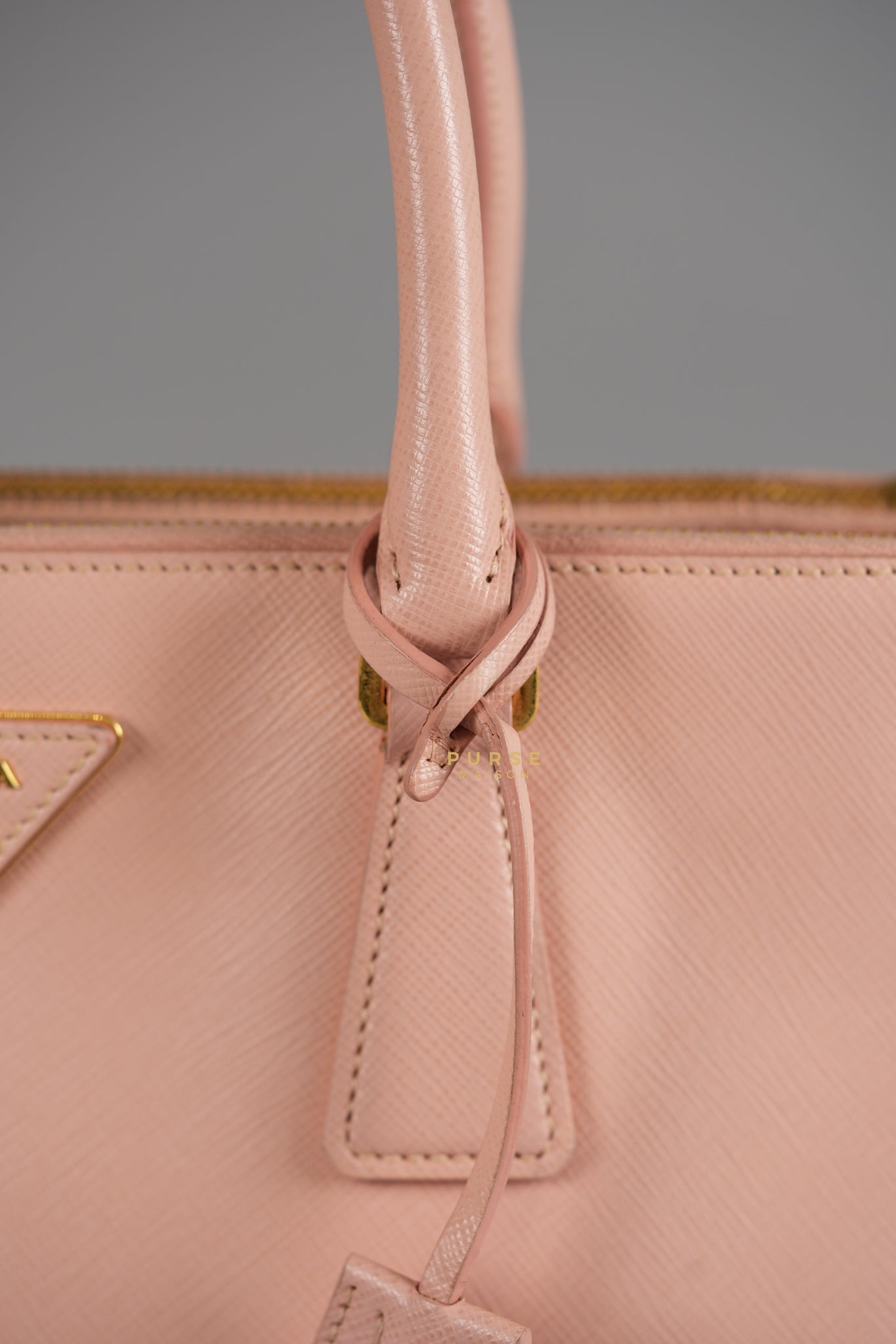 Galleria Small Double Zip in Saffiano Lux Blush Pink | Purse Maison Luxury Bags Shop