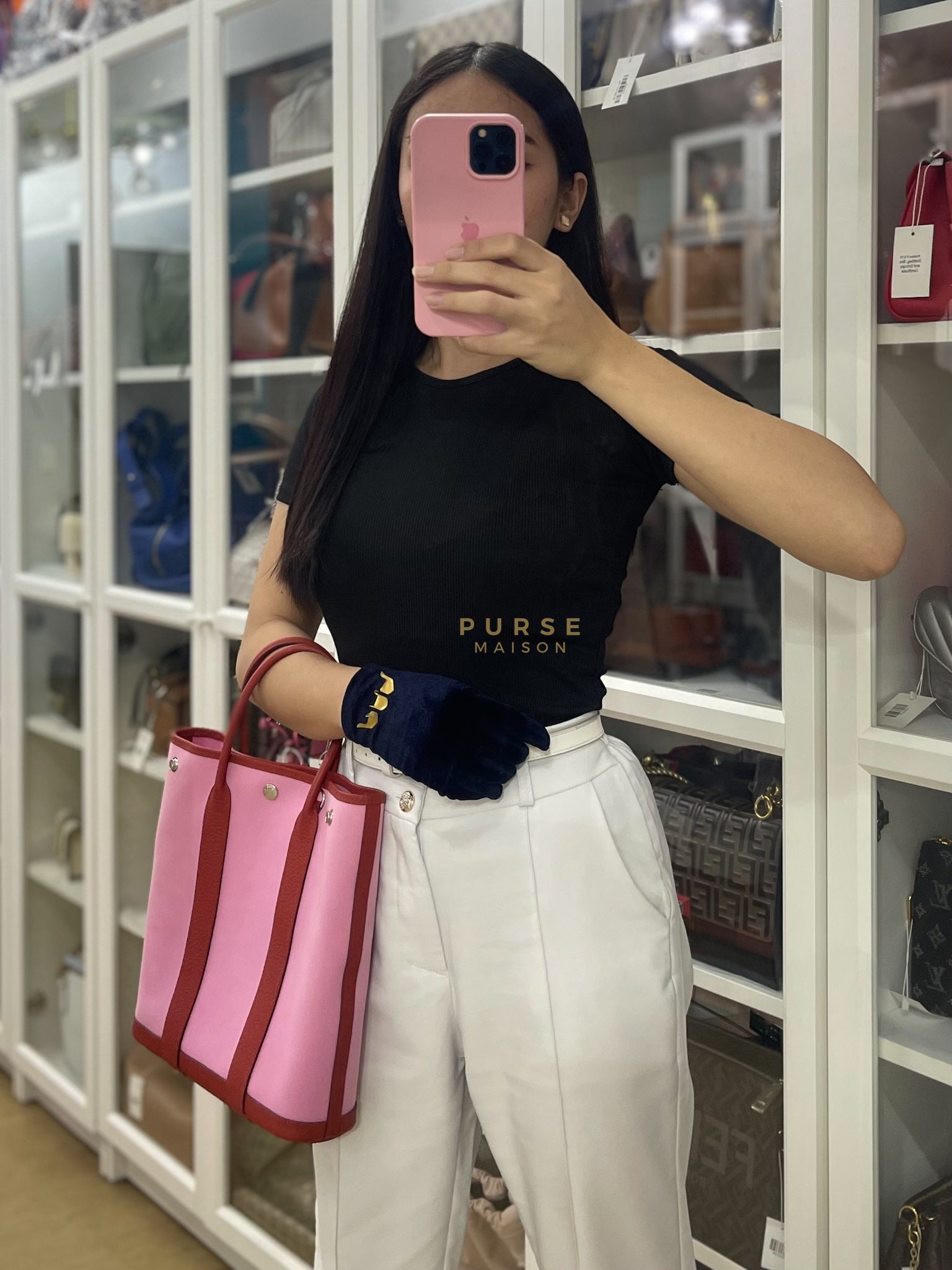 Garden File 28 Pink and Rouge Duchess Canvas and Palladium Hardware Stamp Y (2020) | Purse Maison Luxury Bags Shop