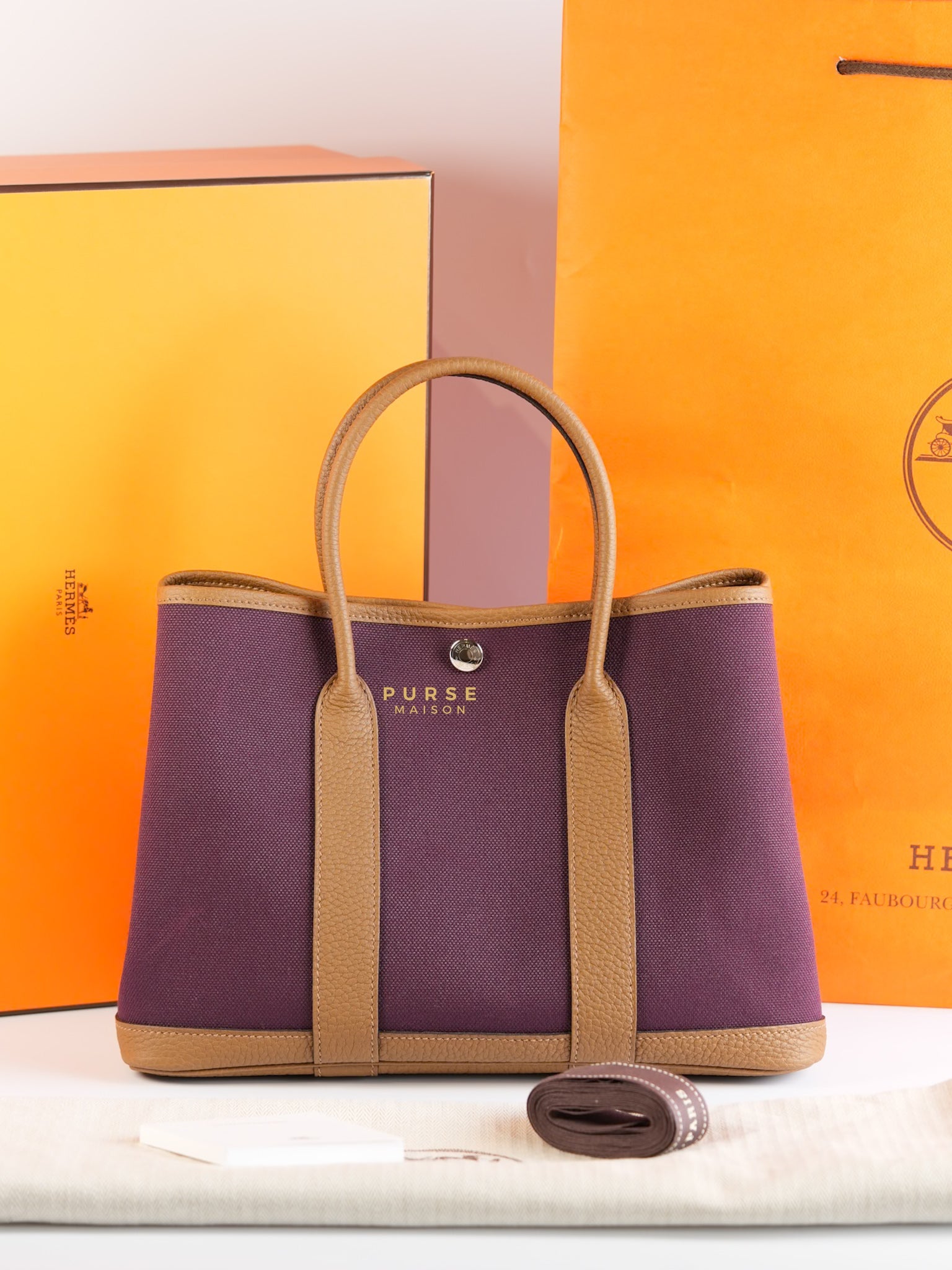 Garden Party 30 Canvas & Negonda Leather in Prune/Halzan Stamp W | Purse Maison Luxury Bags Shop