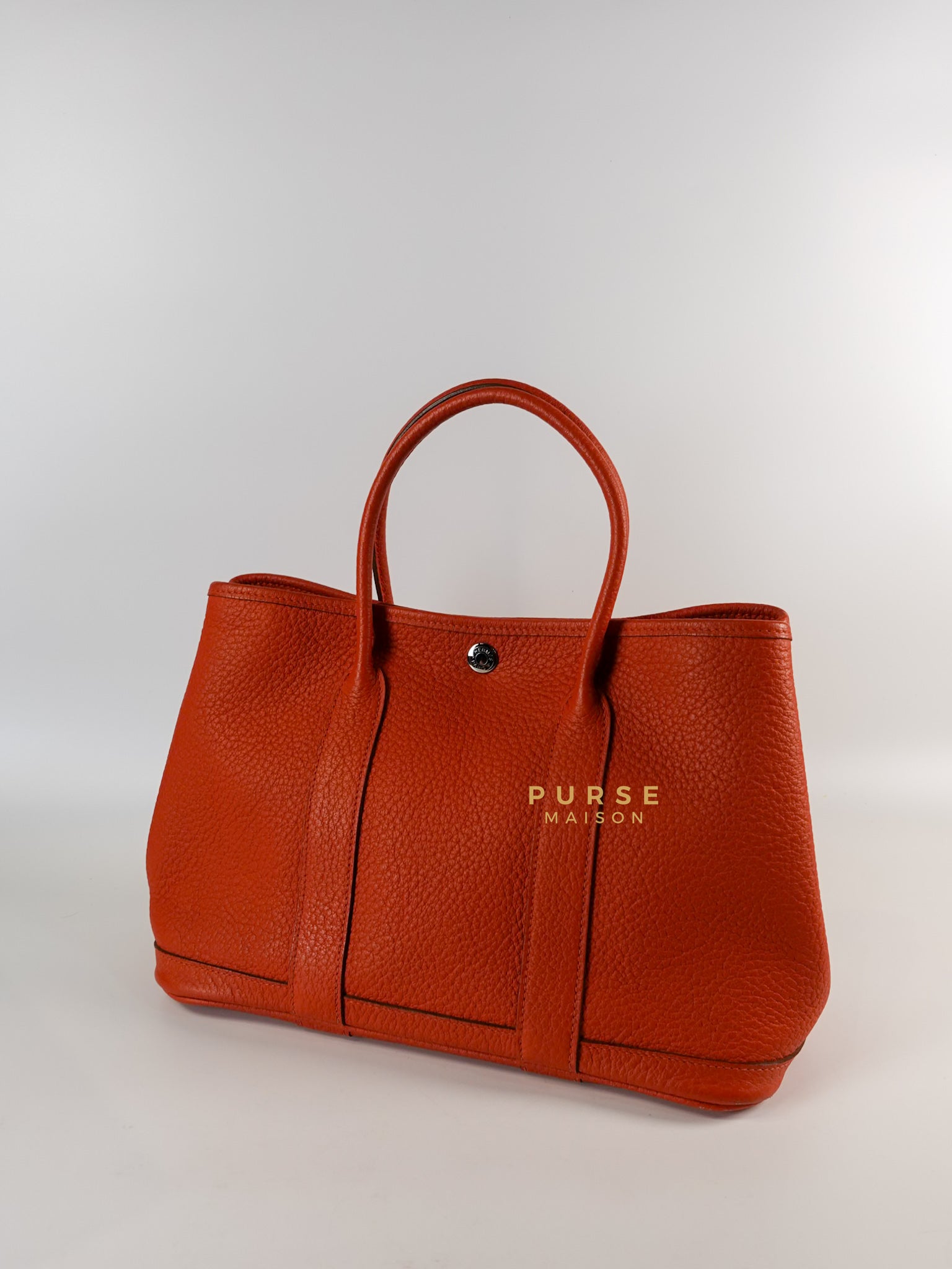 Garden Party 30 in Poppy Orange Negonda Leather PHW Stamp Square Q (2013) | Purse Maison Luxury Bags Shop