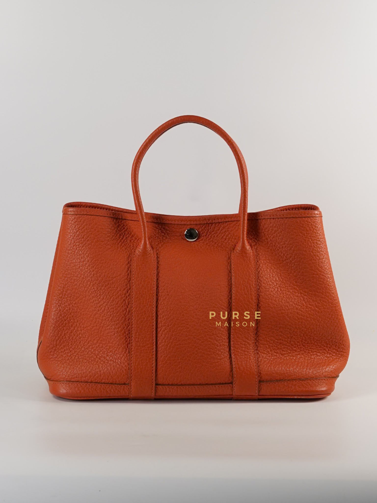 Garden Party 30 in Poppy Orange Negonda Leather PHW Stamp Square Q (2013) | Purse Maison Luxury Bags Shop