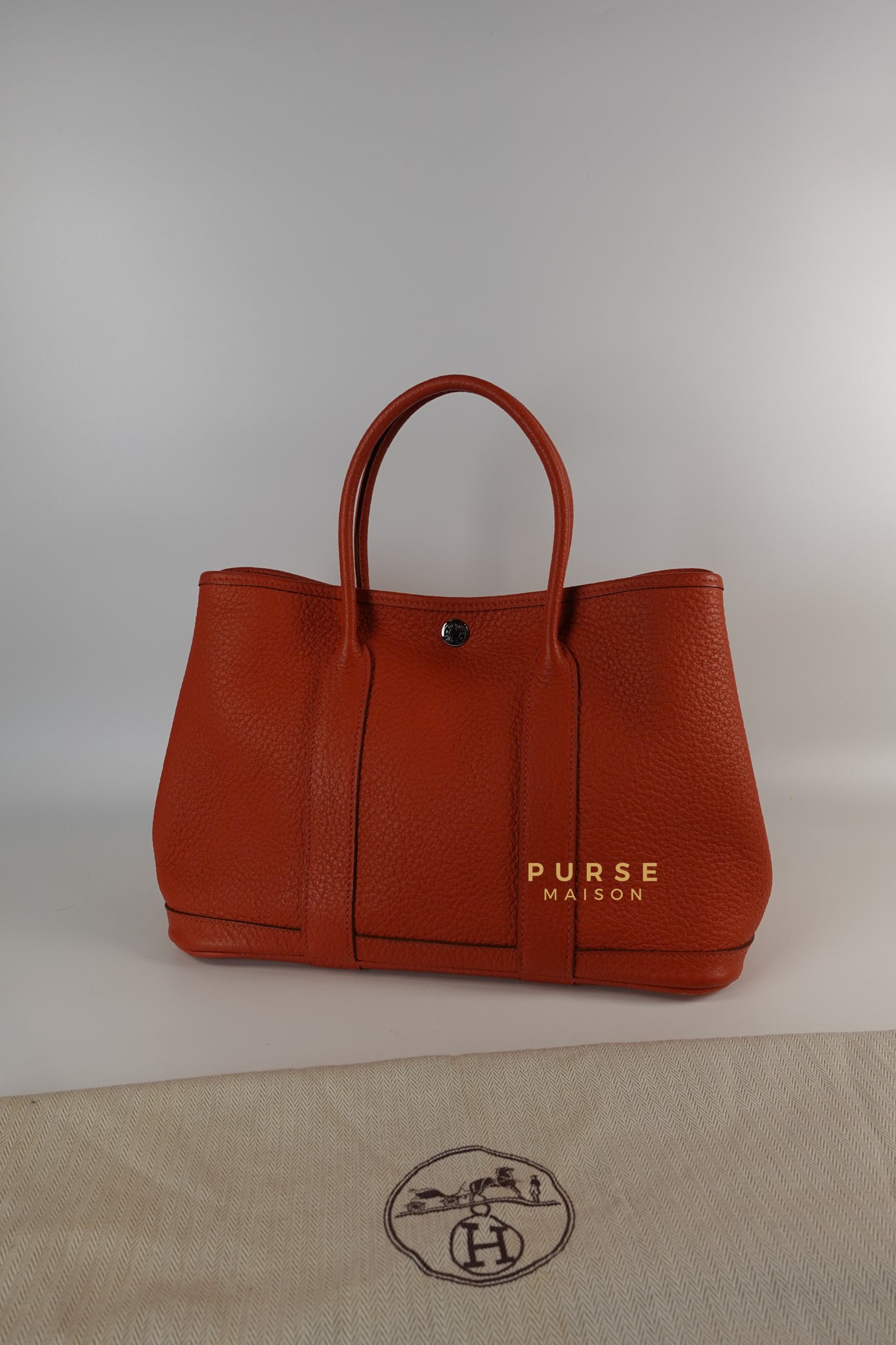 Garden Party 30 in Poppy Orange Negonda Leather PHW Stamp Square Q (2013) | Purse Maison Luxury Bags Shop