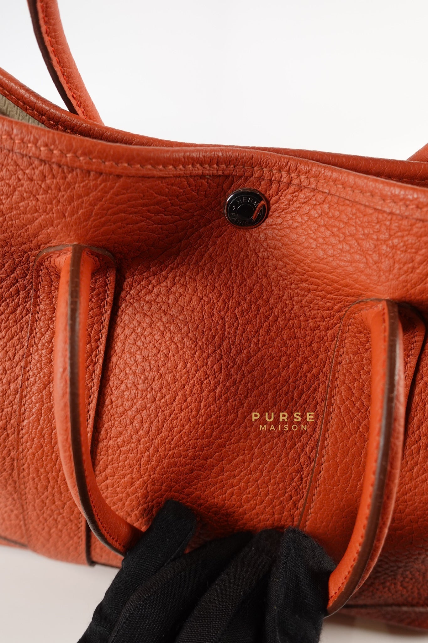 Garden Party 30 in Poppy Orange Negonda Leather PHW Stamp Square Q (2013) | Purse Maison Luxury Bags Shop