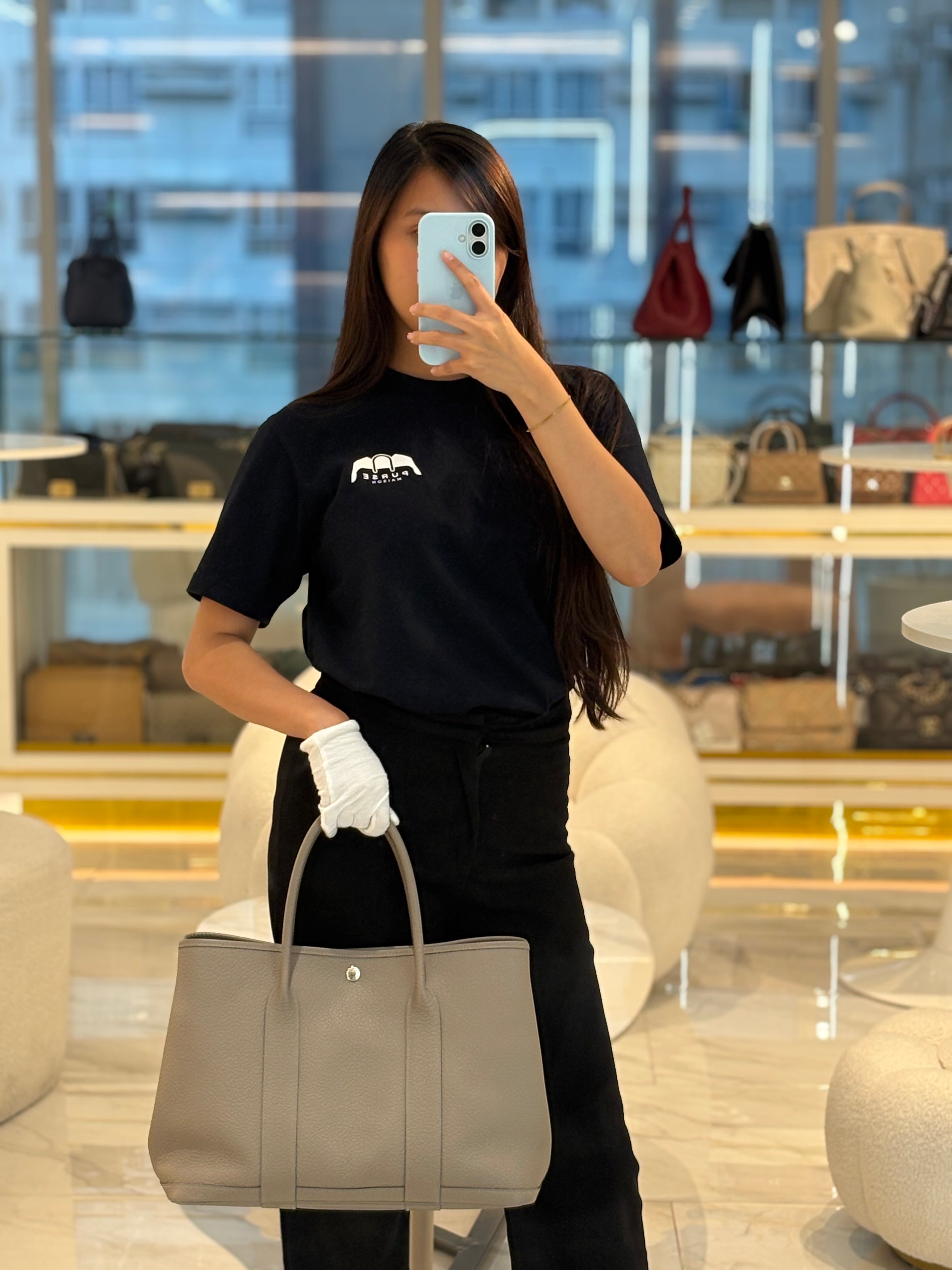 Garden Party Tote 36 (GPT) in Gris Asphalte in Vache Country Leather Stamp D (2019) | Purse Maison Luxury Bags Shop