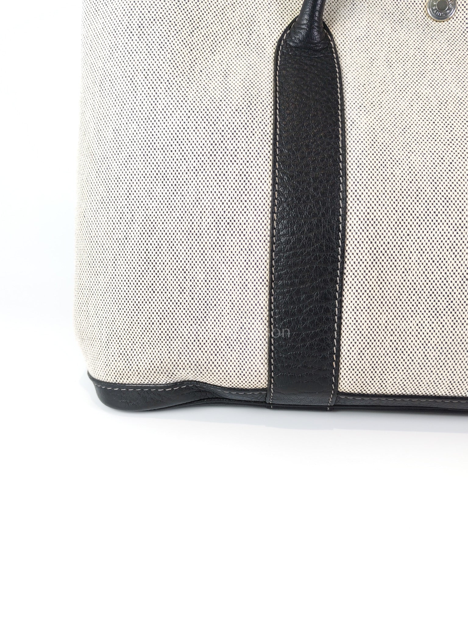 Garden Party Tote 36 (GPT) Toile/Black Leather and Canvas Handbag Stamp Square H (2004) | Purse Maison Luxury Bags Shop