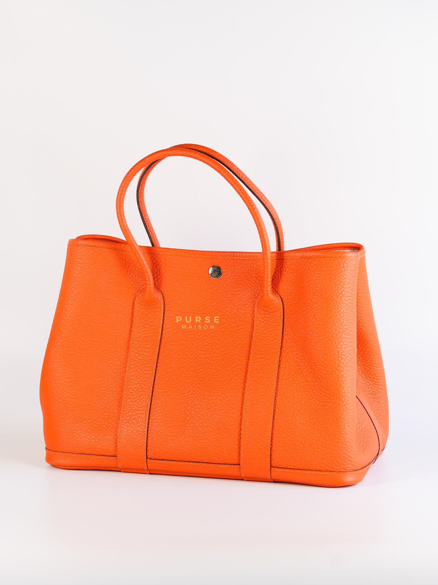 Garden Party Tote 36 Orange Clemence Leather Palladium Hardware Stamp T (2015) | Purse Maison Luxury Bags Shop