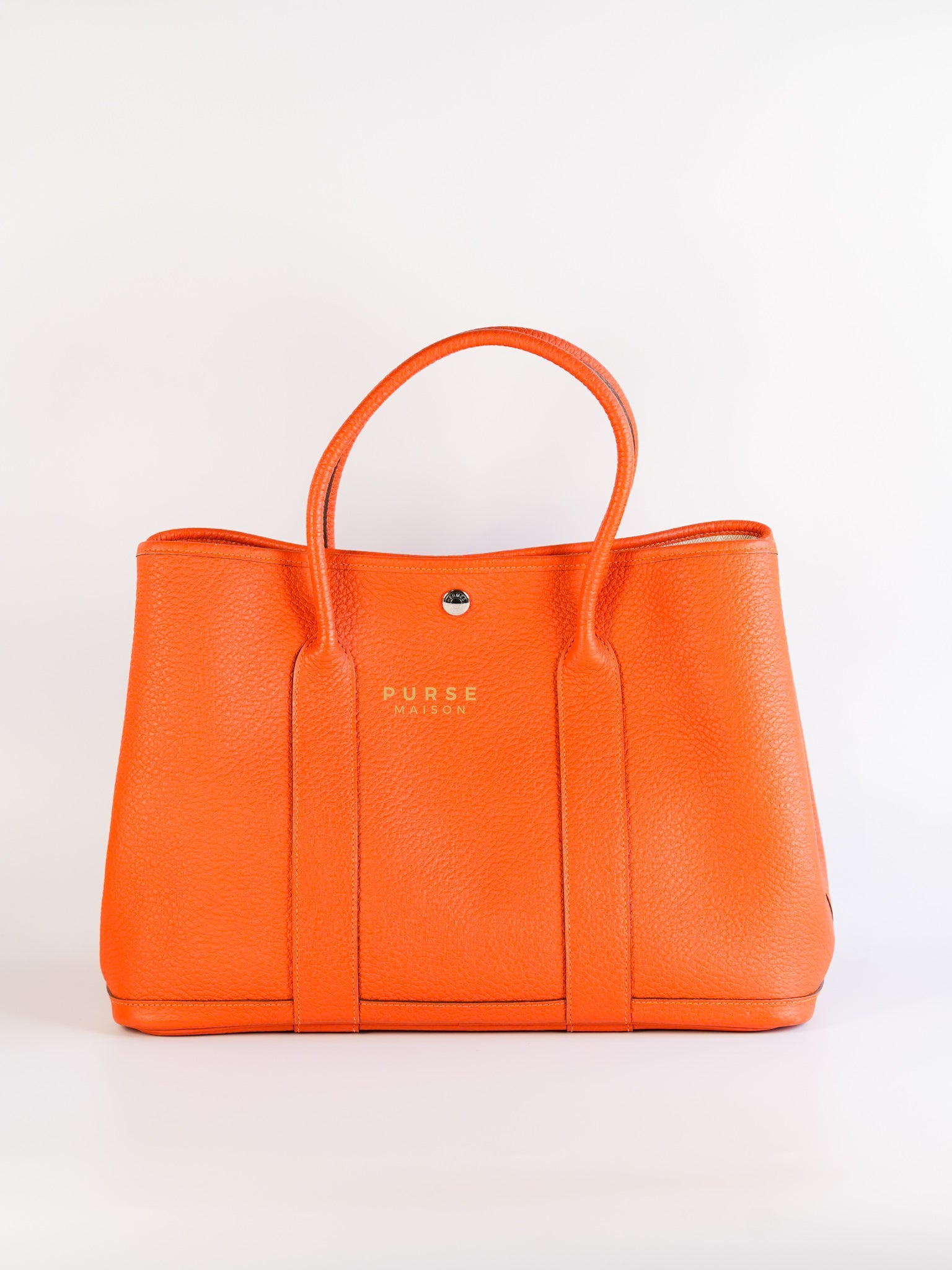 Garden Party Tote 36 Orange Clemence Leather Palladium Hardware Stamp T (2015) | Purse Maison Luxury Bags Shop