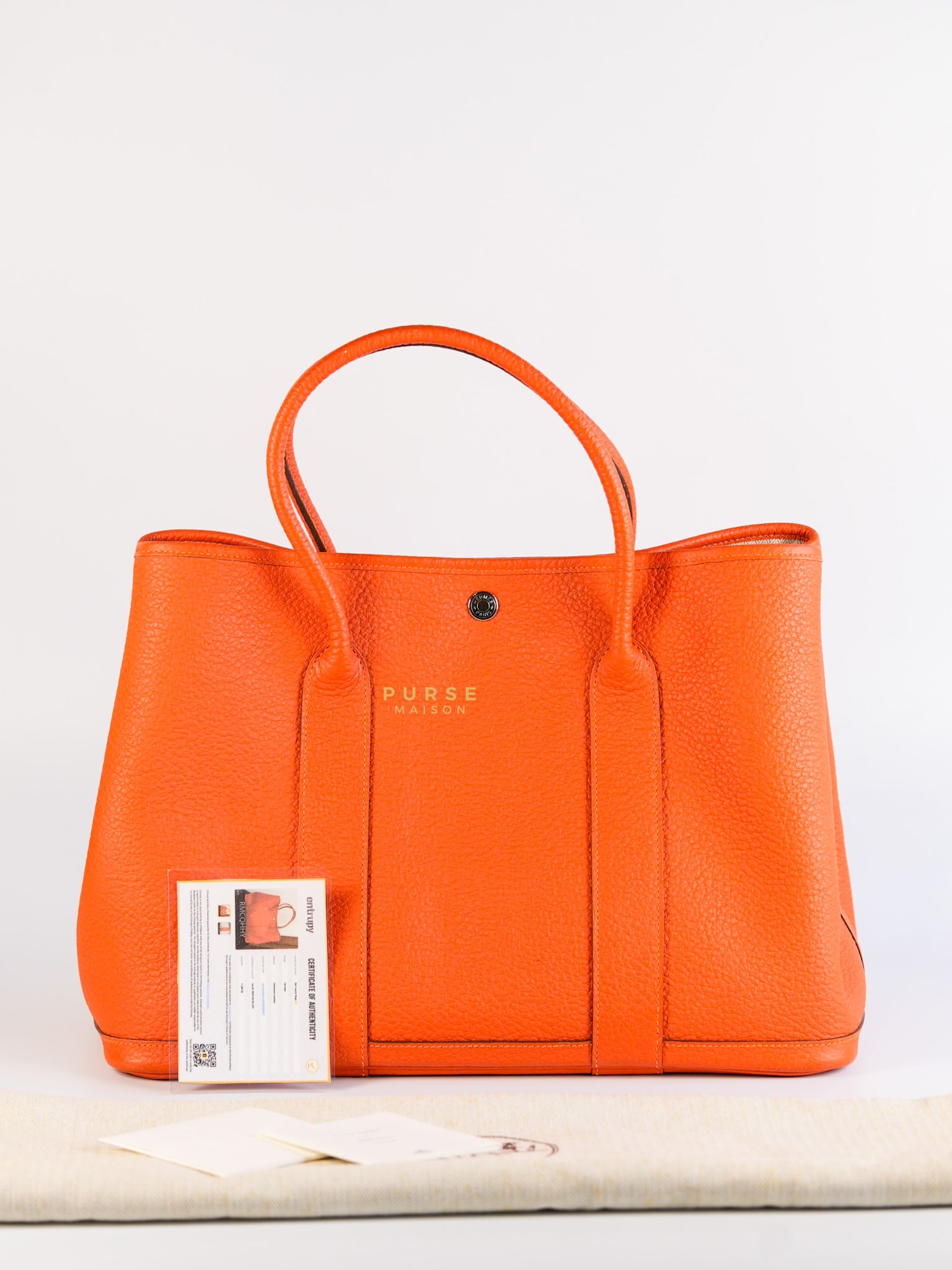 Garden Party Tote 36 Orange Clemence Leather Palladium Hardware Stamp T (2015) | Purse Maison Luxury Bags Shop