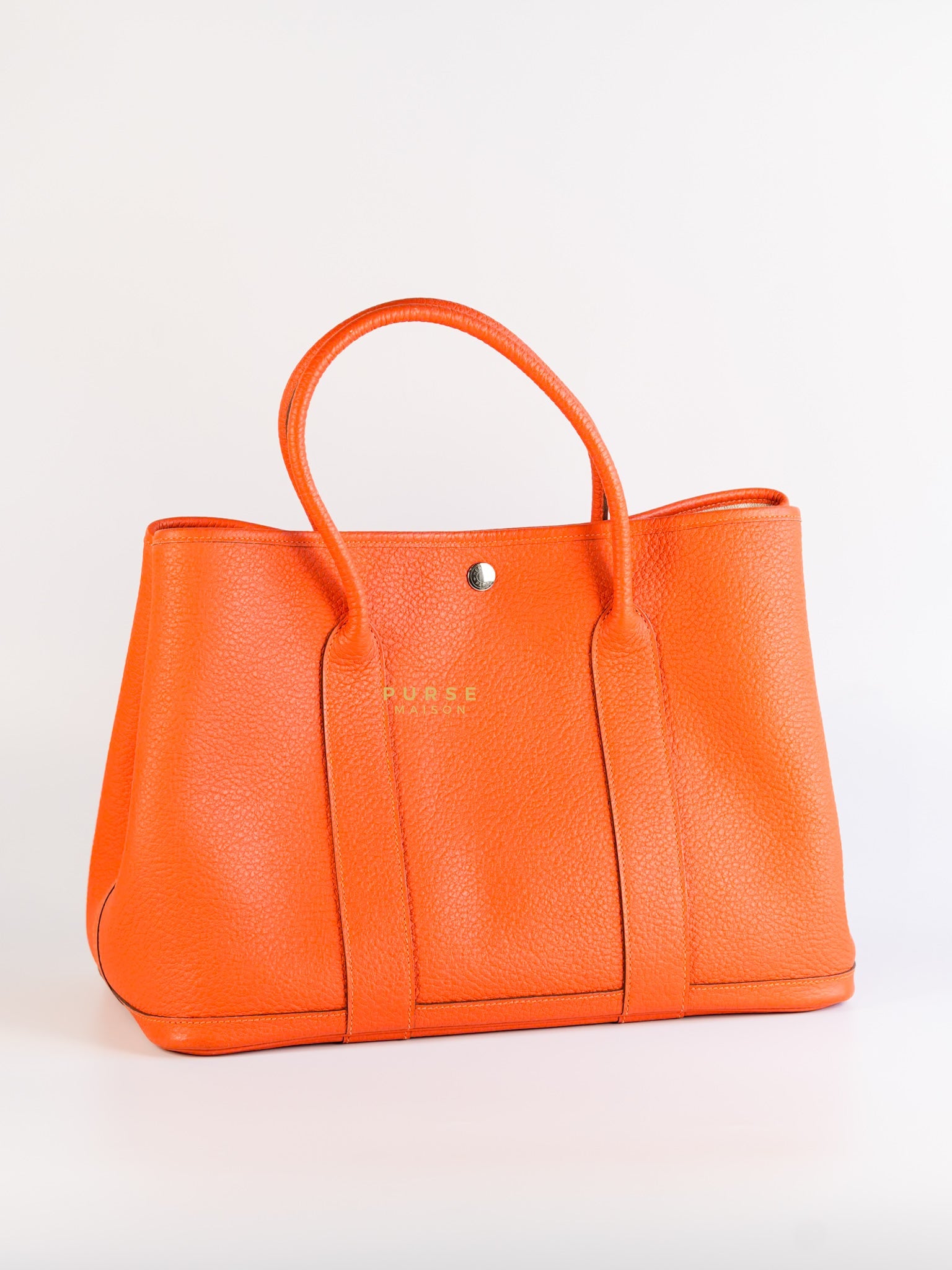 Garden Party Tote 36 Orange Clemence Leather Palladium Hardware Stamp T (2015) | Purse Maison Luxury Bags Shop