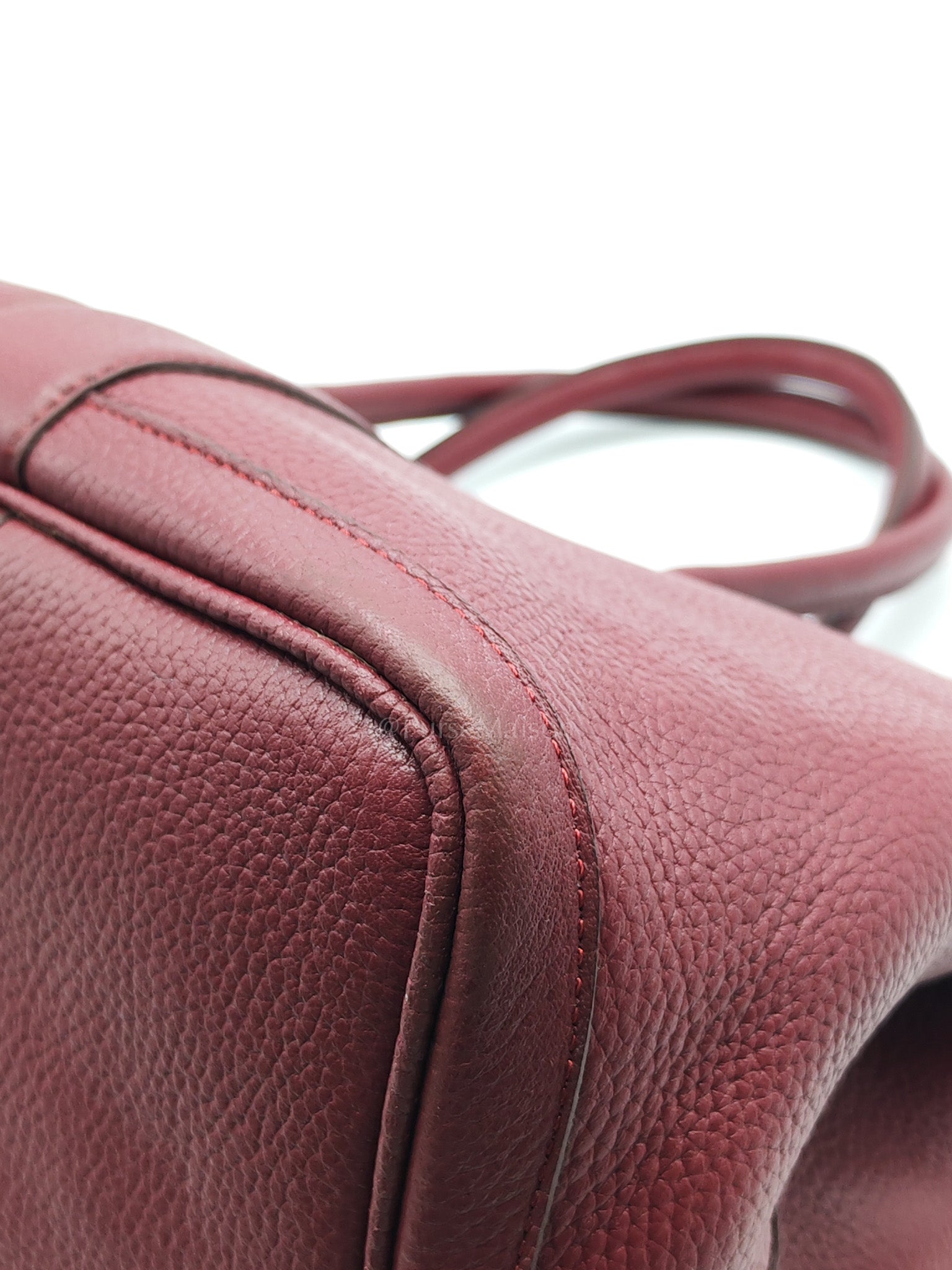 Garden Party Tote Bag 36 (GPT) in Rouge Grenat Clemence Leather & Palladium Hardware Stamp Square D (2000) | Purse Maison Luxury Bags Shop