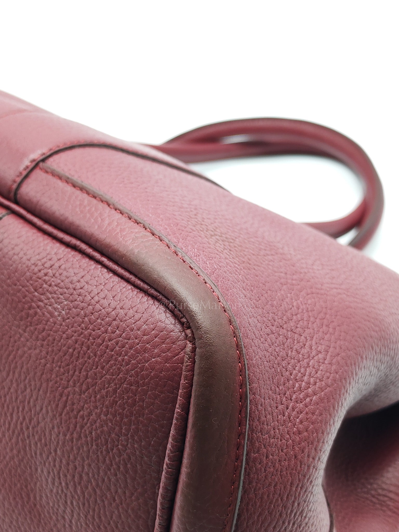 Garden Party Tote Bag 36 (GPT) in Rouge Grenat Clemence Leather & Palladium Hardware Stamp Square D (2000) | Purse Maison Luxury Bags Shop