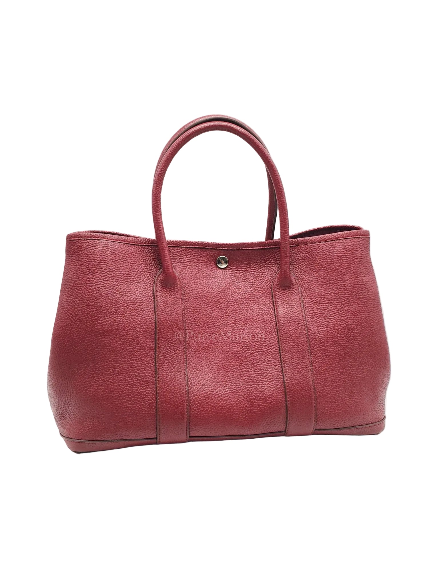 Garden Party Tote Bag 36 (GPT) in Rouge Grenat Clemence Leather & Palladium Hardware Stamp Square D (2000) | Purse Maison Luxury Bags Shop