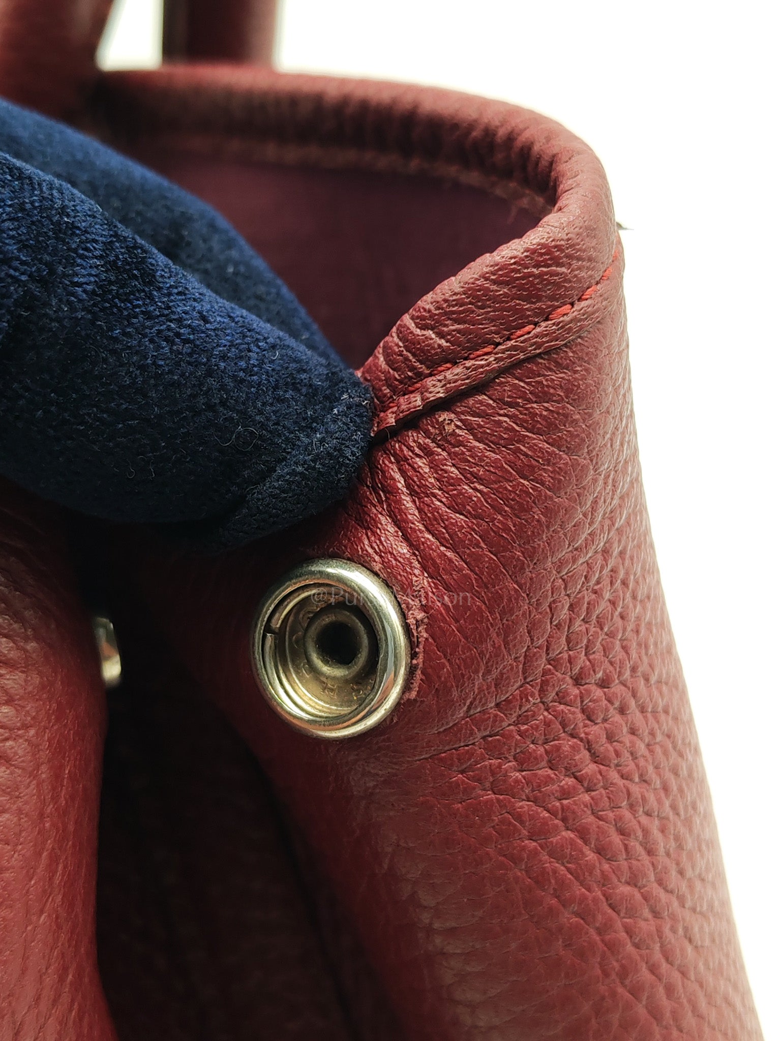 Garden Party Tote Bag 36 (GPT) in Rouge Grenat Clemence Leather & Palladium Hardware Stamp Square D (2000) | Purse Maison Luxury Bags Shop