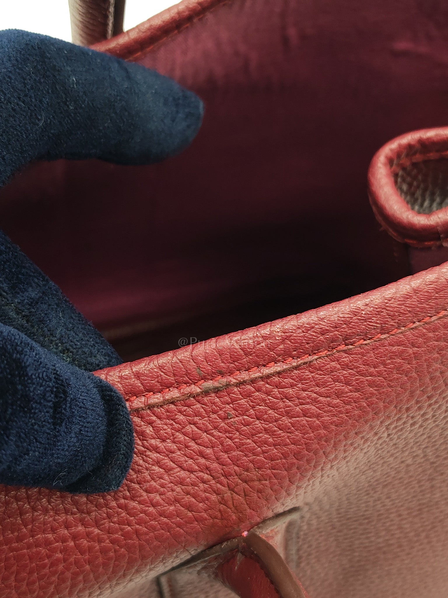 Garden Party Tote Bag 36 (GPT) in Rouge Grenat Clemence Leather & Palladium Hardware Stamp Square D (2000) | Purse Maison Luxury Bags Shop