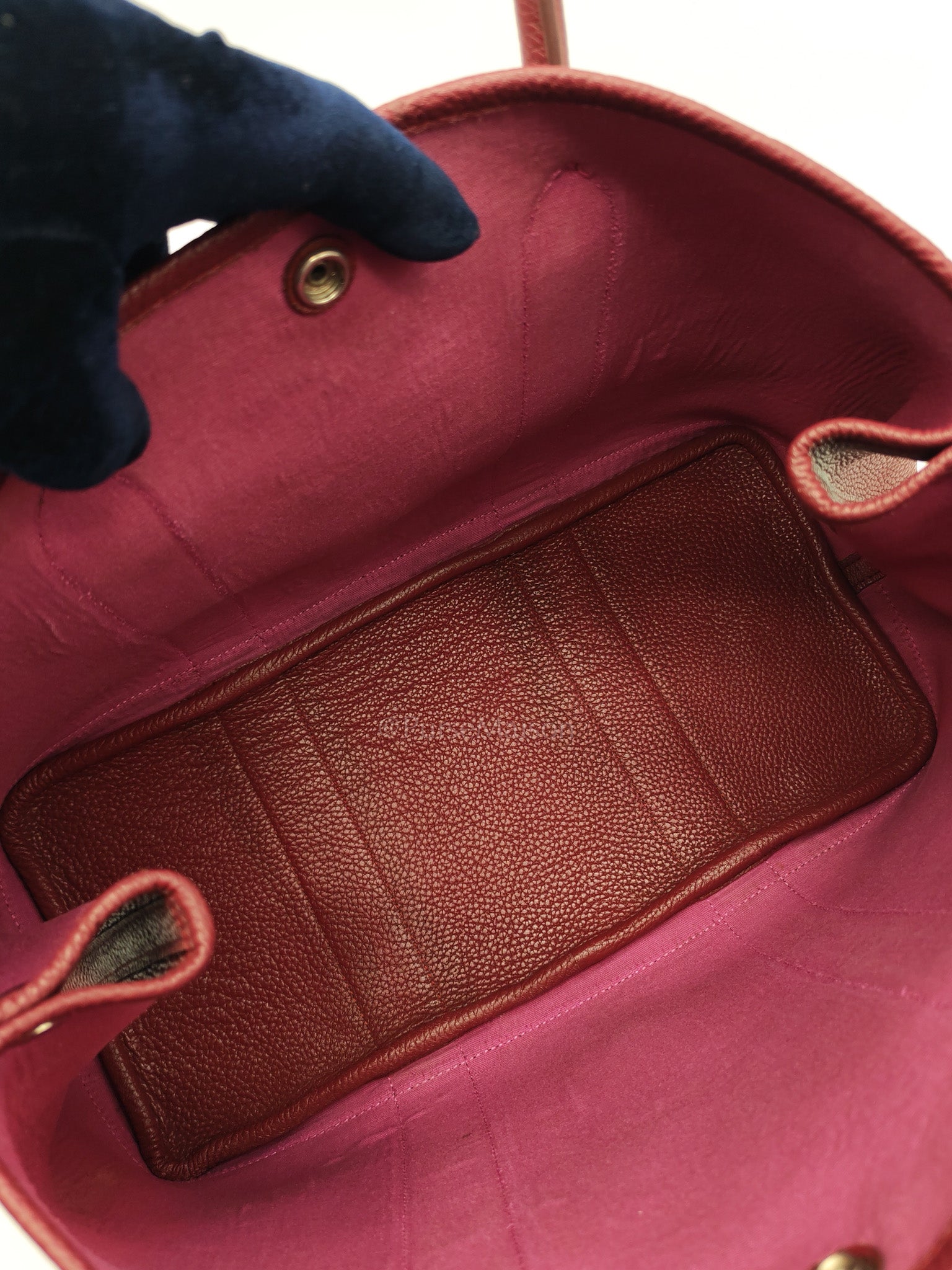 Garden Party Tote Bag 36 (GPT) in Rouge Grenat Clemence Leather & Palladium Hardware Stamp Square D (2000) | Purse Maison Luxury Bags Shop