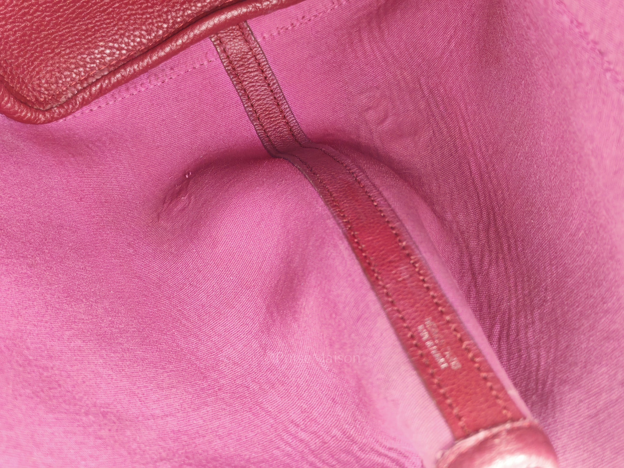 Garden Party Tote Bag 36 (GPT) in Rouge Grenat Clemence Leather & Palladium Hardware Stamp Square D (2000) | Purse Maison Luxury Bags Shop