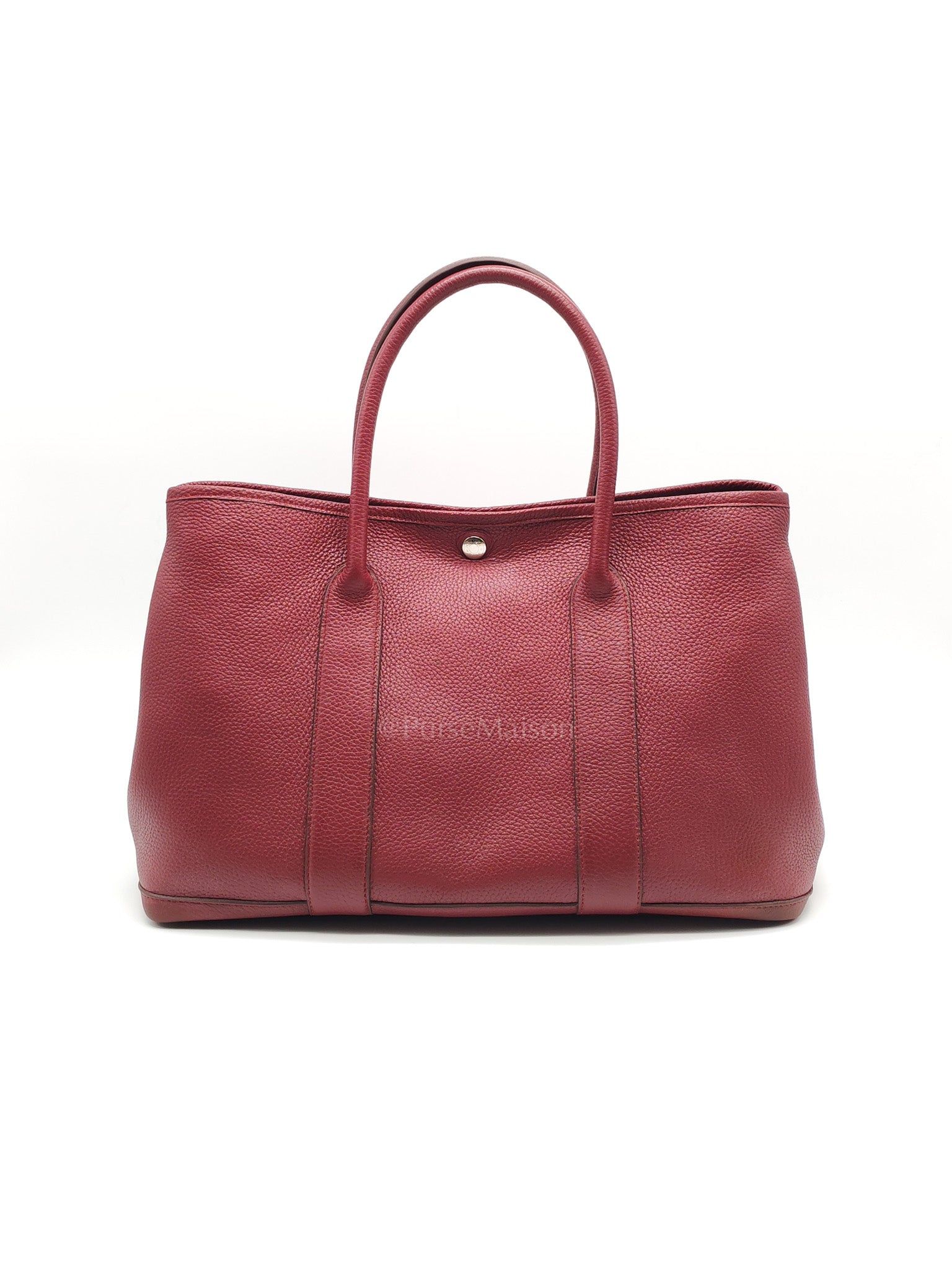 Garden Party Tote Bag 36 (GPT) in Rouge Grenat Clemence Leather & Palladium Hardware Stamp Square D (2000) | Purse Maison Luxury Bags Shop