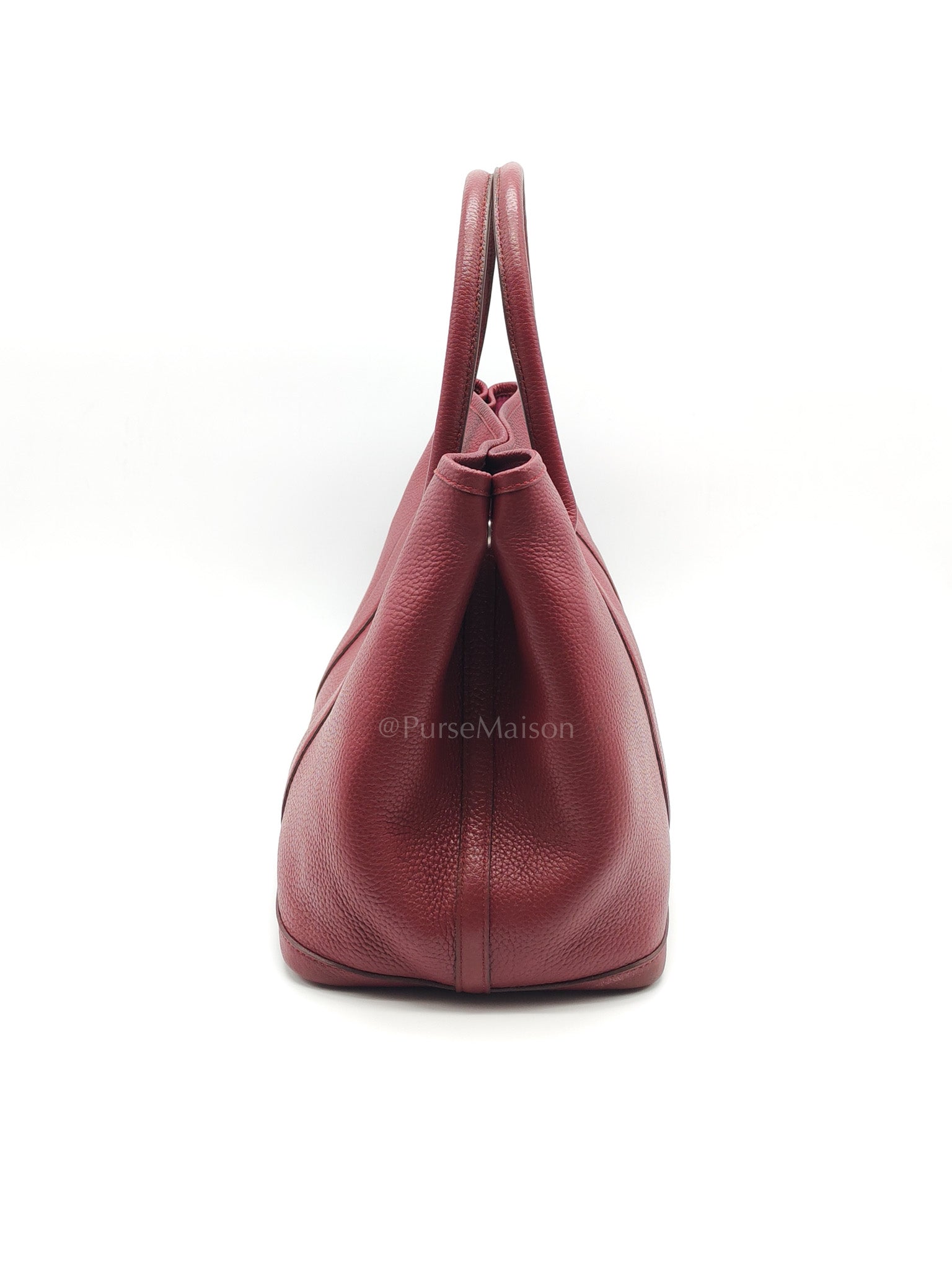 Garden Party Tote Bag 36 (GPT) in Rouge Grenat Clemence Leather & Palladium Hardware Stamp Square D (2000) | Purse Maison Luxury Bags Shop
