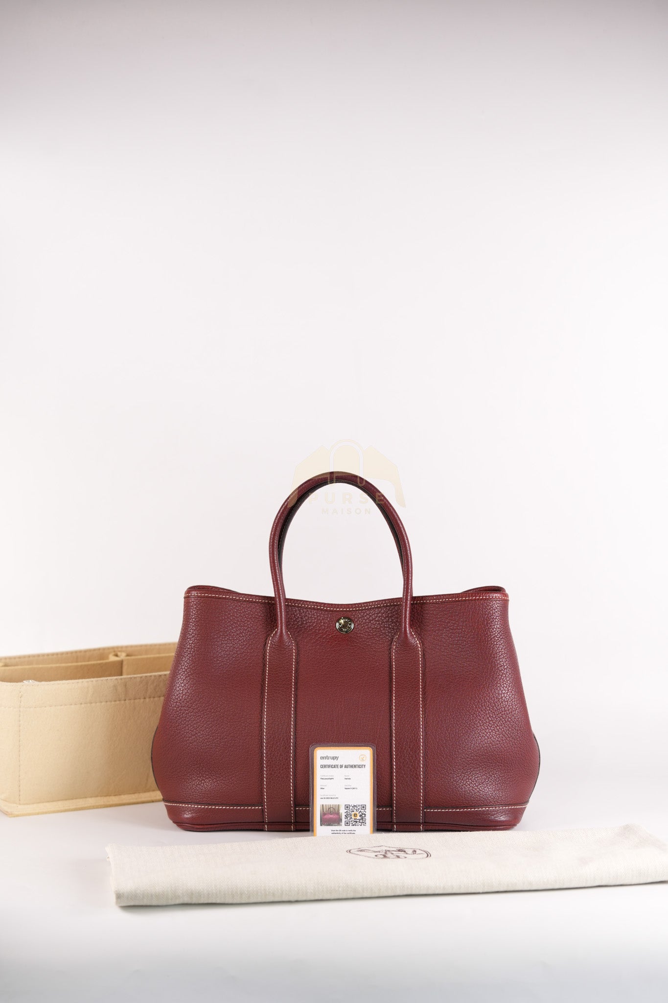 Garden Party Tote Bag (GPT) 30 in Rouge H Negonda Leather Palladium Hardware Stamp O Square (2011) | Purse Maison Luxury Bags Shop