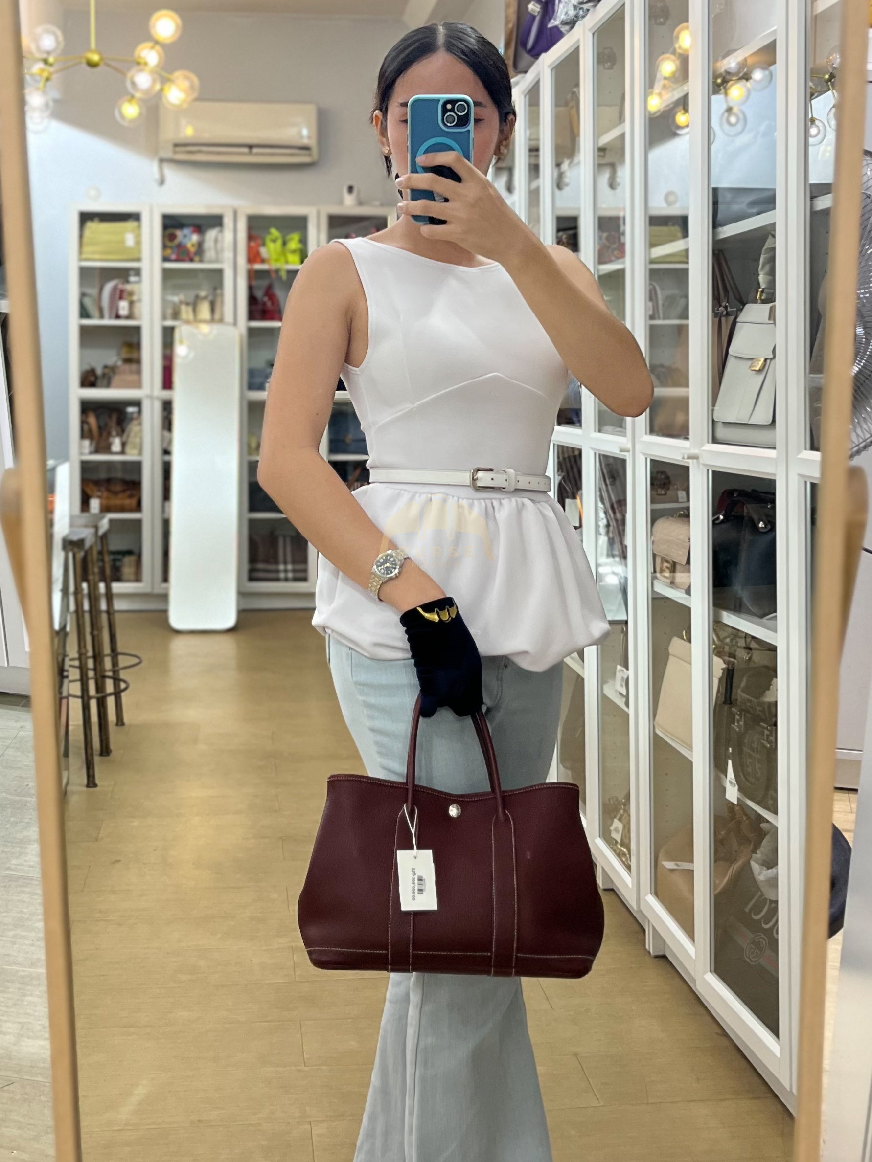 Garden Party Tote Bag (GPT) 30 in Rouge H Negonda Leather Palladium Hardware Stamp O Square (2011) | Purse Maison Luxury Bags Shop