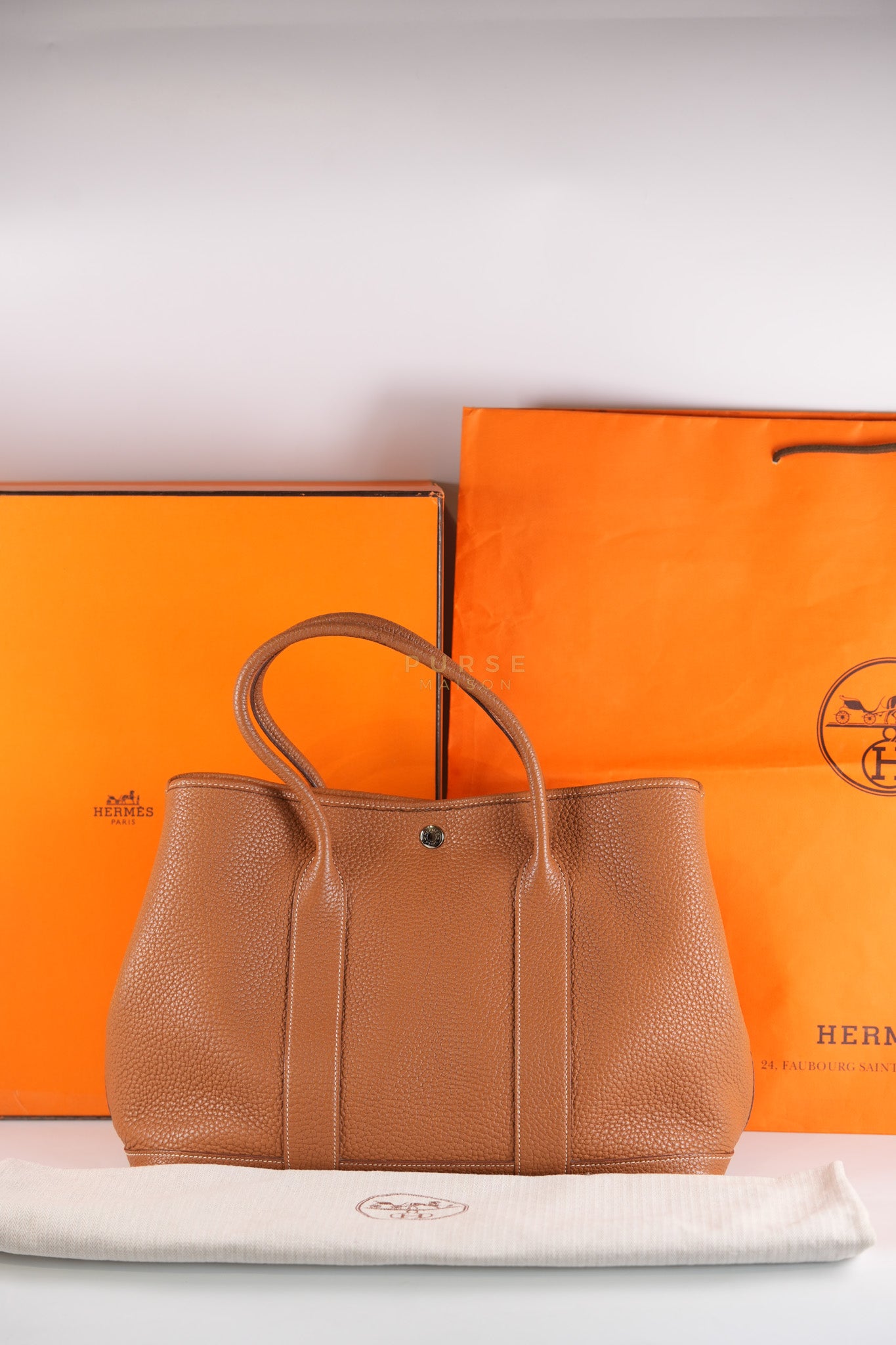 Garden Party Tote Bag(GTP) 36 in Gold Clemence Palladium Hardware Stamp X(2016) | Purse Maison Luxury Bags Shop