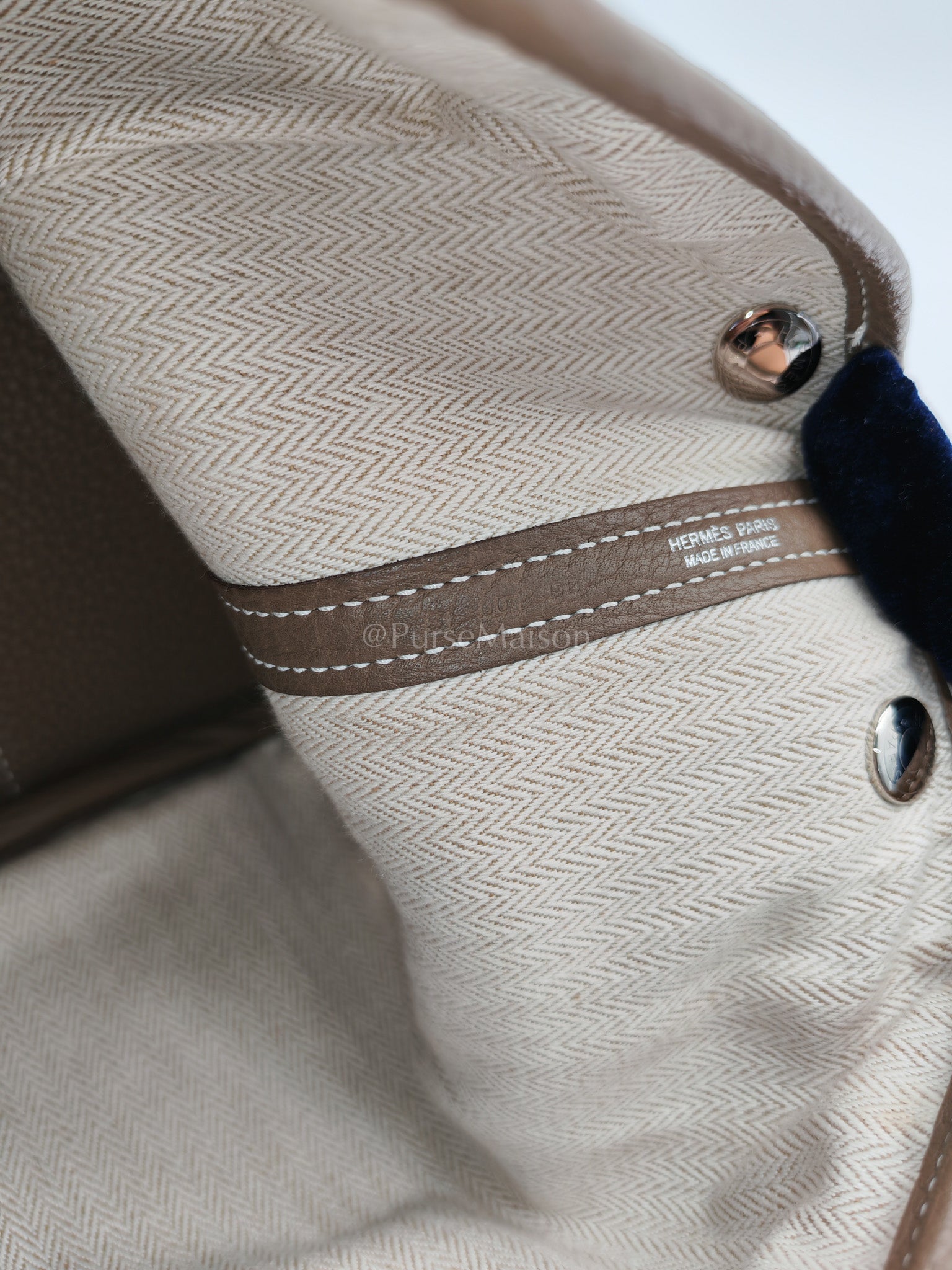 Garden Party Tote (GPT) 30 Etoupe Negonda Leather in Palladium Hardware Stamp W(2024) | Purse Maison Luxury Bags Shop